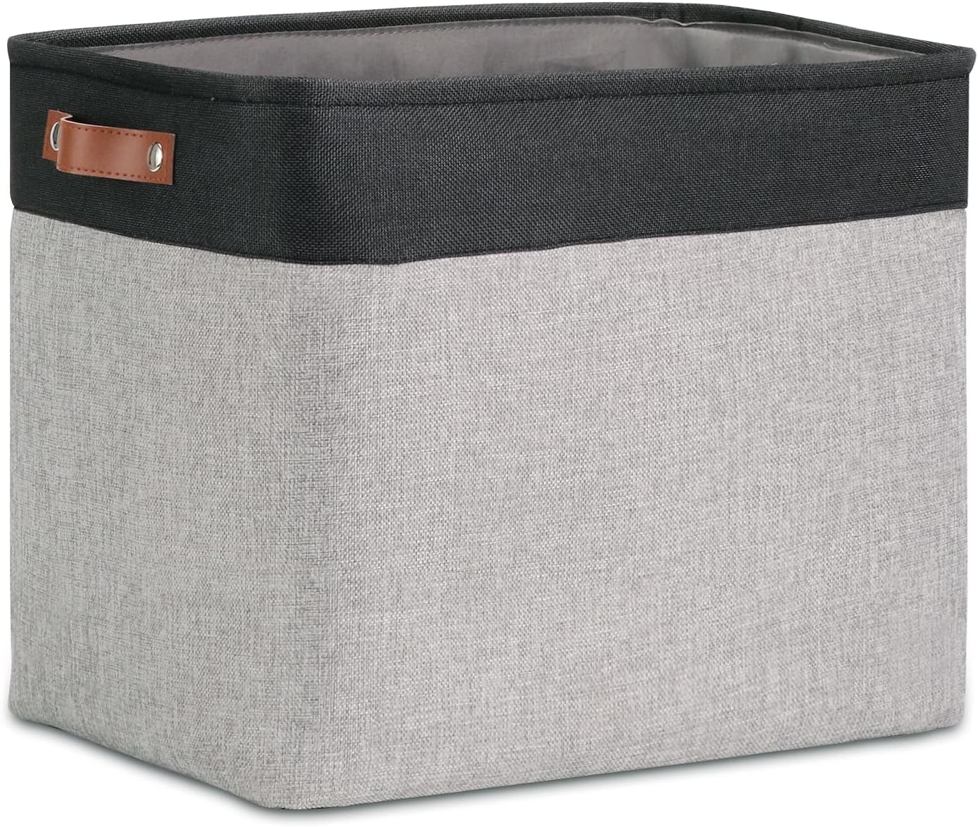 DULLEMELO Storage Baskets for Shelves, Fabric Collapsible Rectangular Storage Bins for Shelves, Closets, Nursery, Home, Office, Empty Gift Baskets (White&Teal)