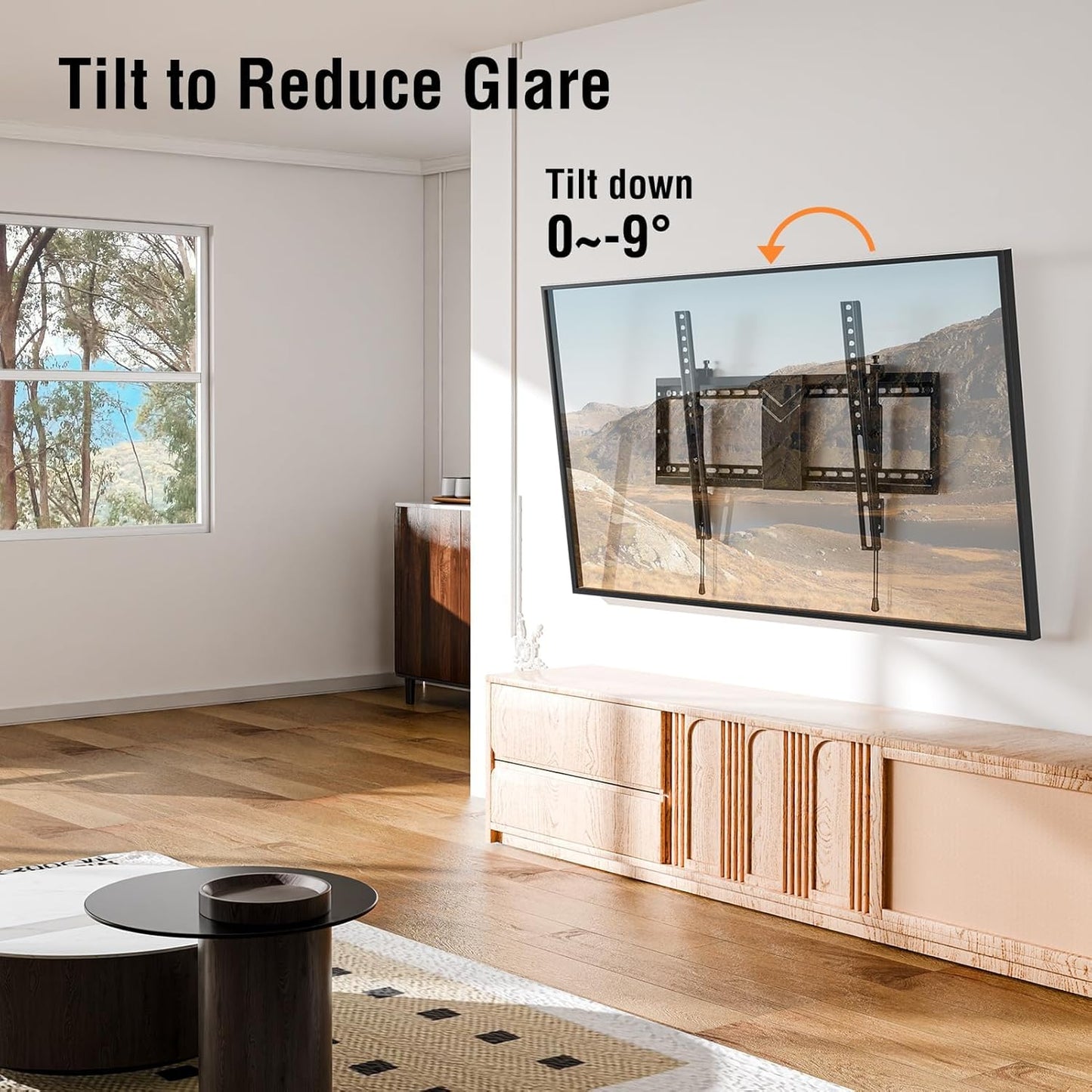 Tilting TV Wall Mount Bracket, Universal TV Mount Low Profile for 26-55 Inch Flat Screen TVs, Ultra Slim, Easy to Install with Tilting Knob, Fits 12''/16'' Studs, Max VESA 400x400mm, 99 lbs. ELIVED
