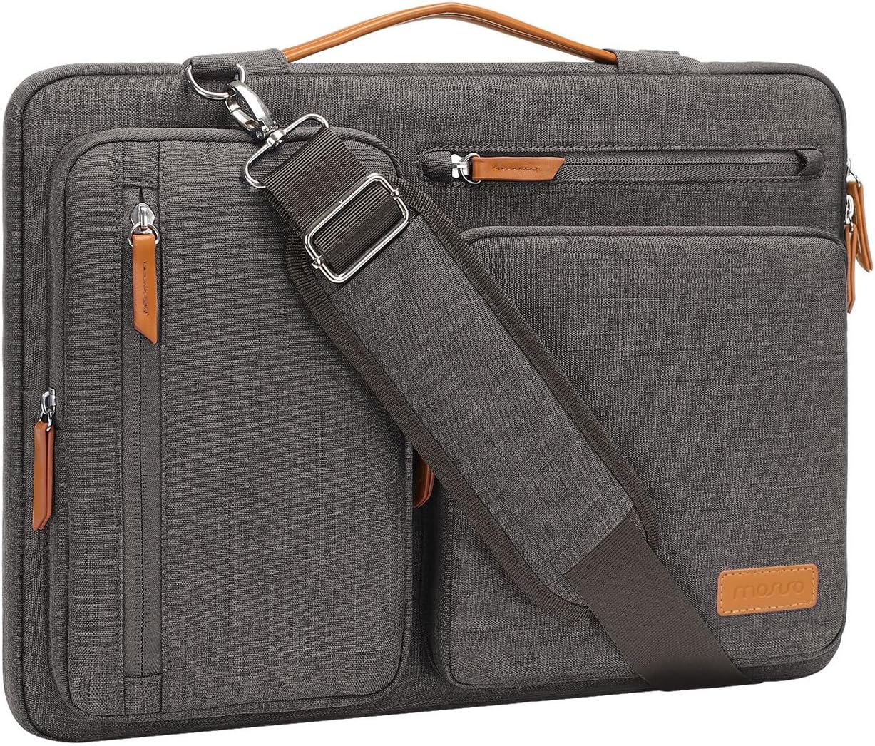 MOSISO 360 Protective Laptop Bag 13.3 inch, 13-13.3 inch Computer Shoulder Bag Compatible with MacBook Air/Pro 13/Pro 14, HP Dell ASUS, Side Open Messenger Case &4 Zipper Pockets&Handle, Black