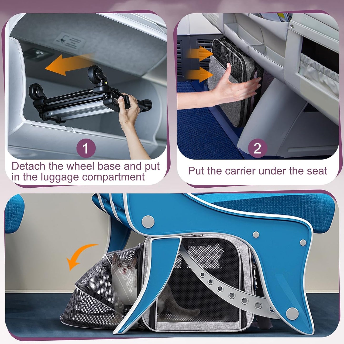 Pet Carrier Airline Approved on Wheels - Two Sided Expandable Cat Soft Carrier for Puppy and Cats Under 26lbs, Rolling Cat Carrier for Airplane, Camping, Outdoor(Pink)