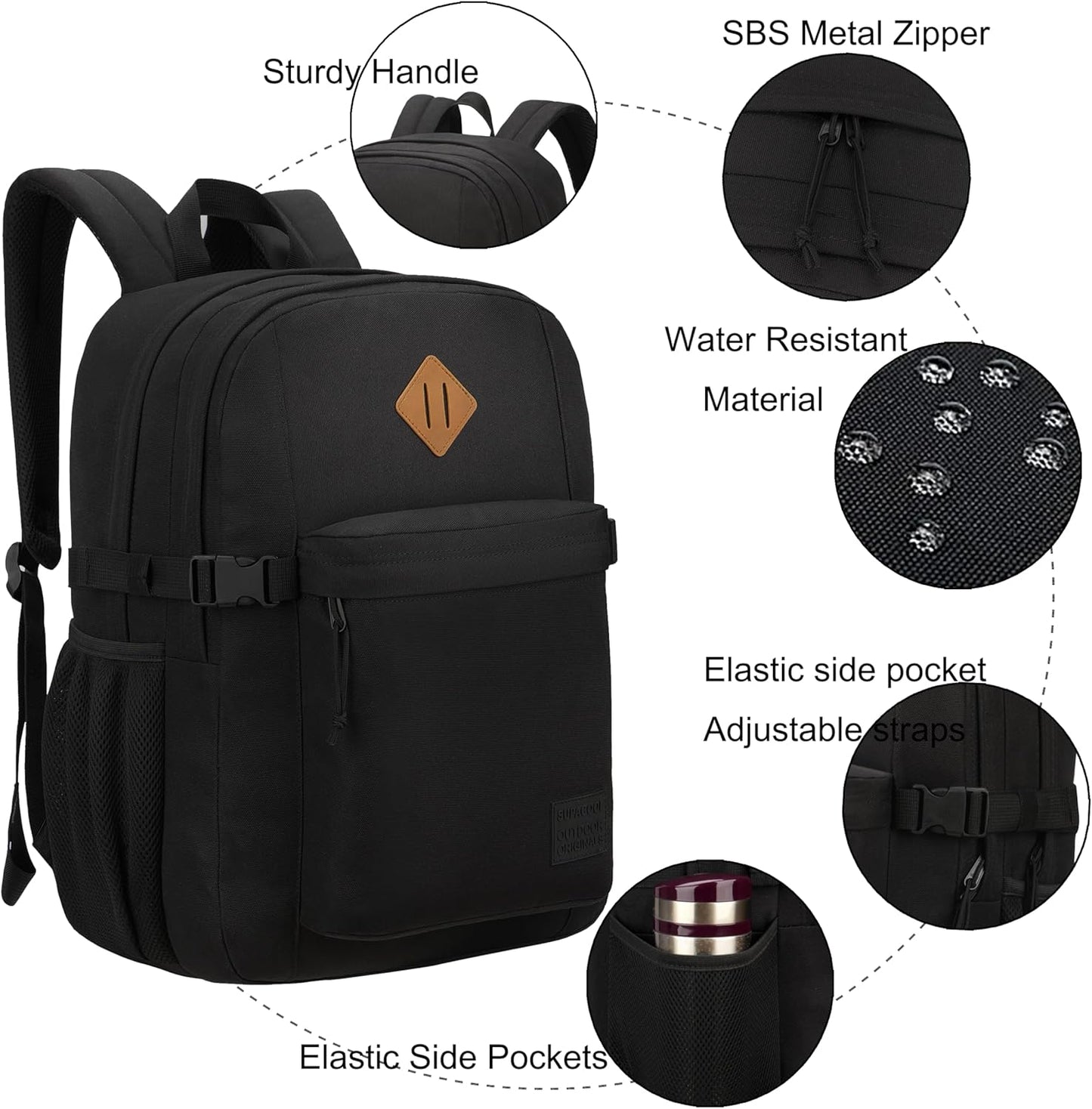 SUPACOOL Lightweight Casual Backpack for Men and Women, Large Backpack for School Boys and Girls