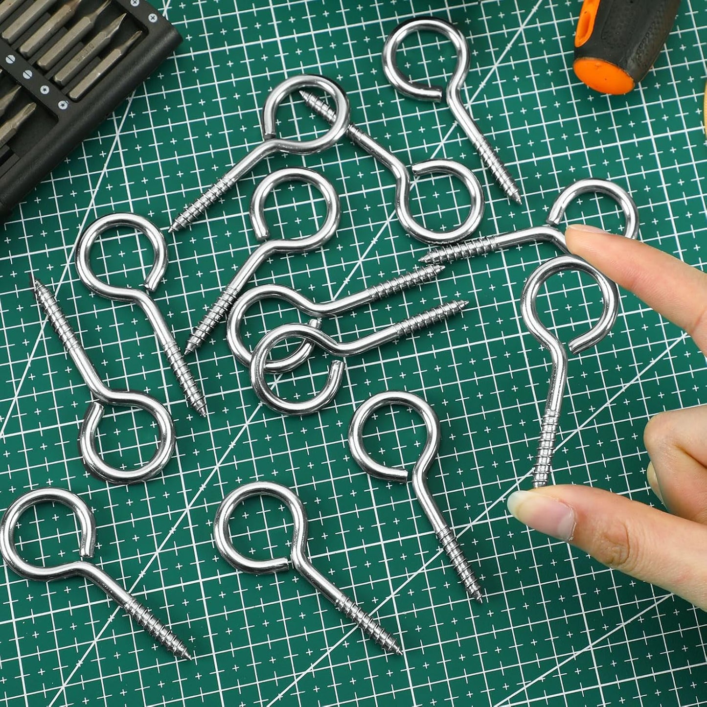 AUGSUN Eye Hooks, 12Pack 2.5 Inch Eye Hooks Heavy Duty 304 Stainless Steel Eye Screw,Screw Eyes Metal Screw Hooks Ring Screws Fasteners Hardware Tools