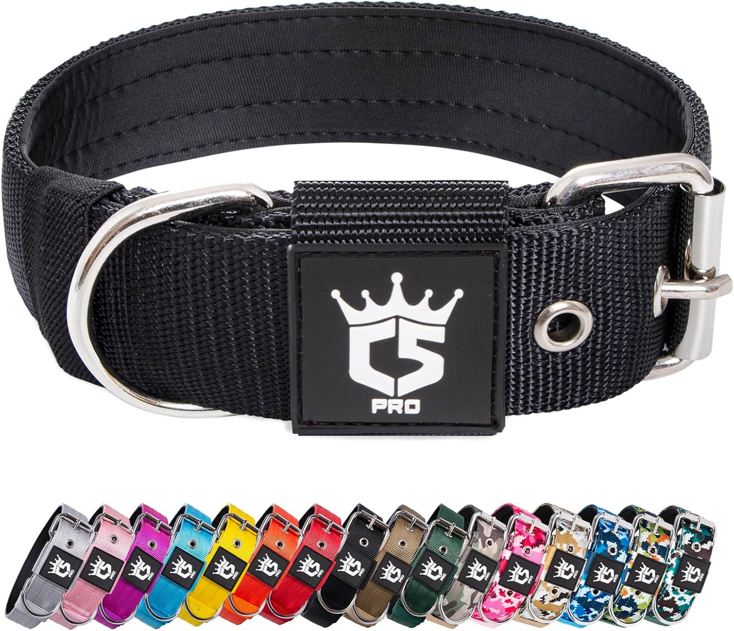 TSPRO Tactical Dog Collar 1.5 inch Wide Dog Collar Military Grade Strong Dog Collar Thick Dog Collar Heavy Duty Metal Buckle Dog Collar(Green-L)