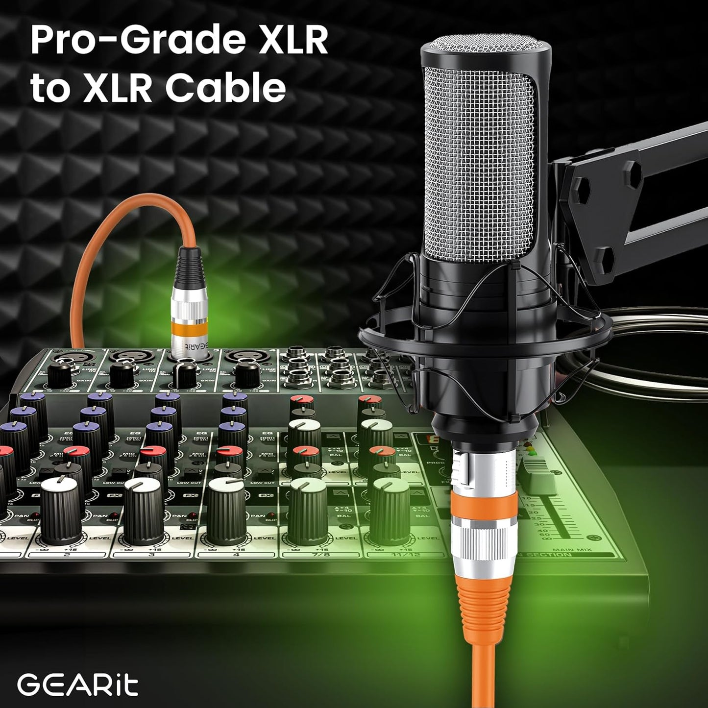 GEARit XLR Male to Female Microphone Cable (10 Feet, 6-Pack) 3-Pin Balanced Shielded Mixer, Recording Studio, Podcast - Black
