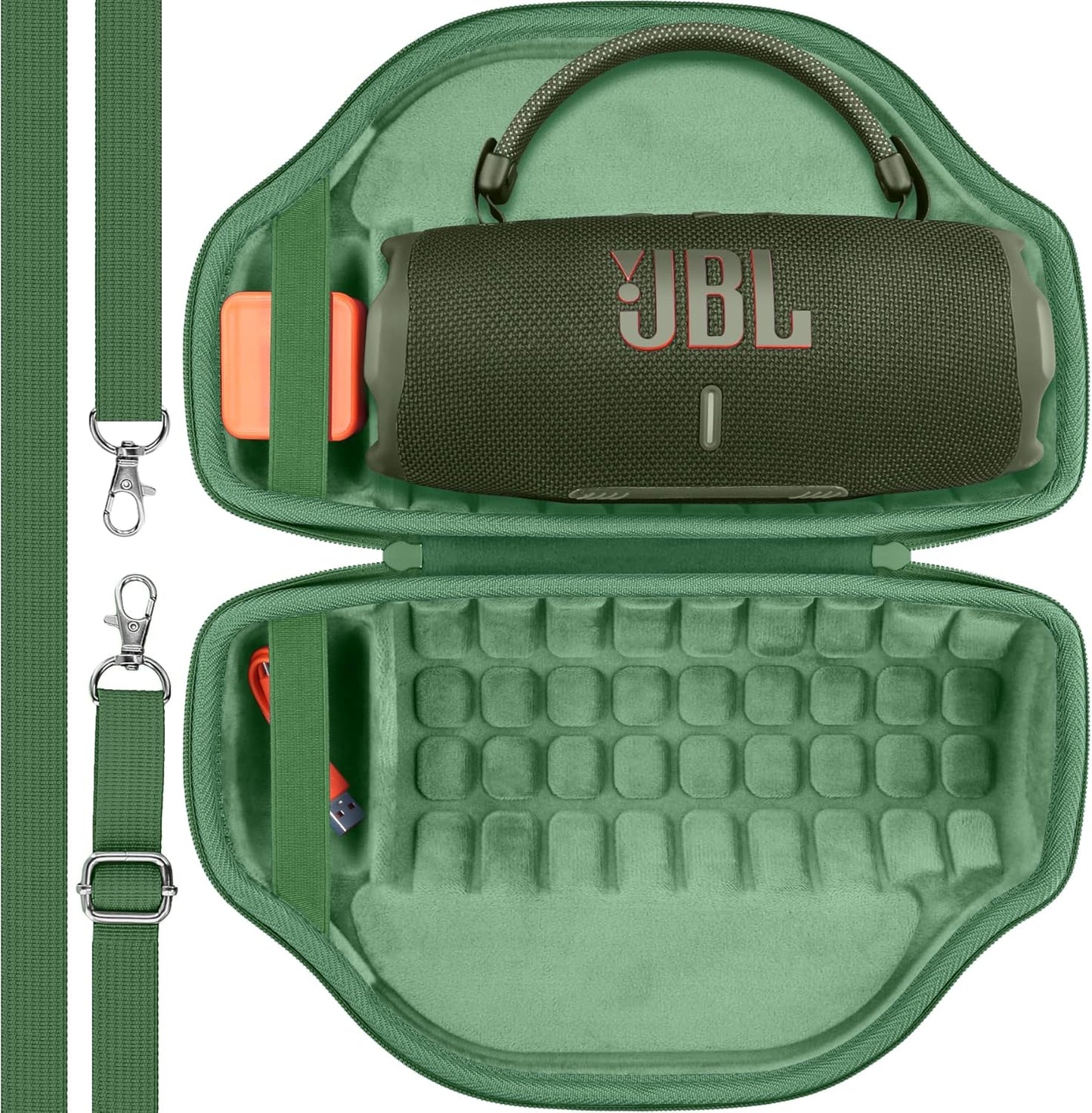 co2CREA Case for JBL Charge 6 Waterproof Portable Bluetooth Speaker, Hard Travel Case with Detachable Shoulder Strap (White Case)