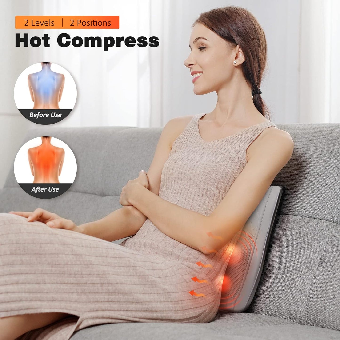 Boriwat Back Massager Neck Shoulder Massager with Heat, Shiatsu Massage Pillow for Pain Relief, Masseur for Neck, Back, Shoulder and Leg, Gifts for Men Women Mom Dad, Stress Relax at Home and Office