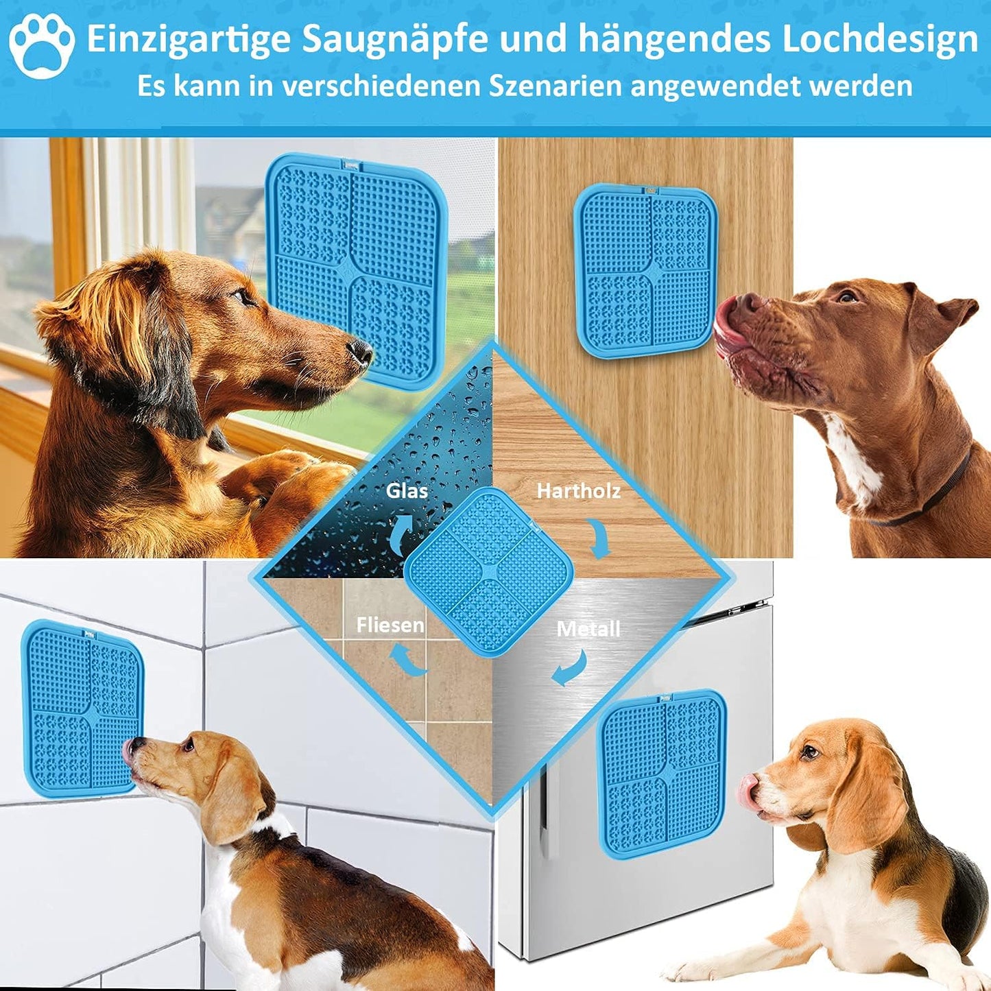 2 Pack Licking Mat for Dogs & Cats with Suction Cups, Dog Slow Feeder Lick Pat for Anxiety Relief, Dog Toys Feeding Mat for Butter Yogurt Peanut, Pets Bathing Grooming Training Mat