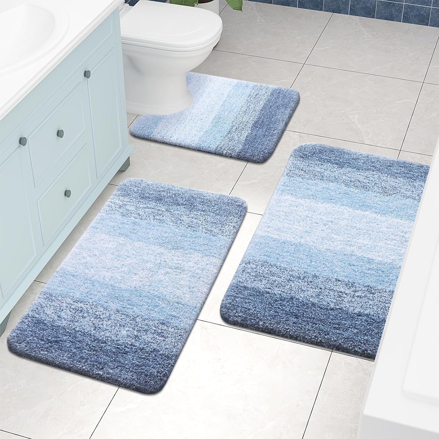 OLANLY Luxury Microfiber Bath Mat, Extra Soft and Absorbent Bathroom Mat, Non-Slip Plush Shaggy Bathroom Rug, Machine Wash Dry, Bath Rugs for Bathroom Floor, Tub and Shower, 16x24, Grey