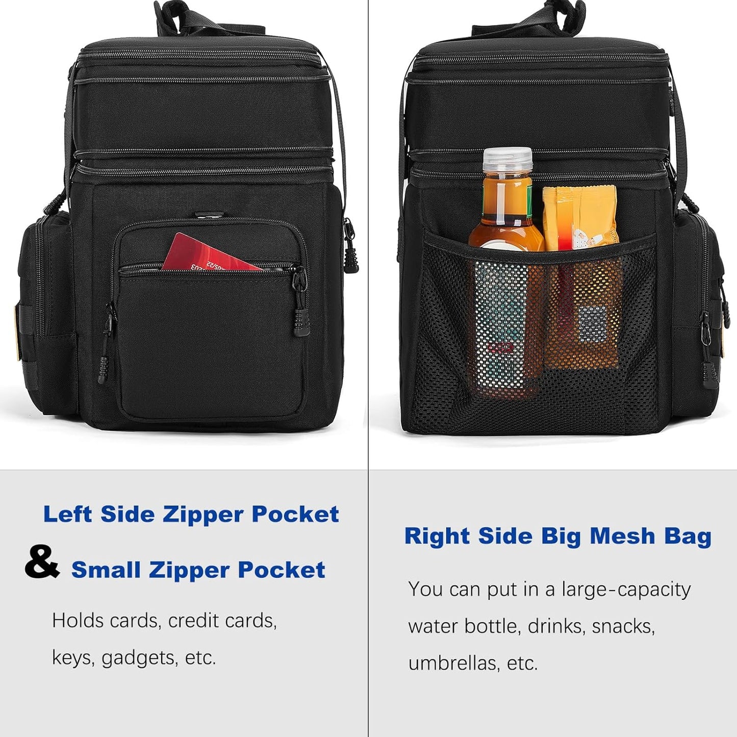Tactical Lunch Bag for Men, Large Leakproof Insulated Lunch Box, Lunch Cooler Bag with Shoulder Strap, Lunch Pail for Adults Work Outdoor Picnic Trips, Black Camo