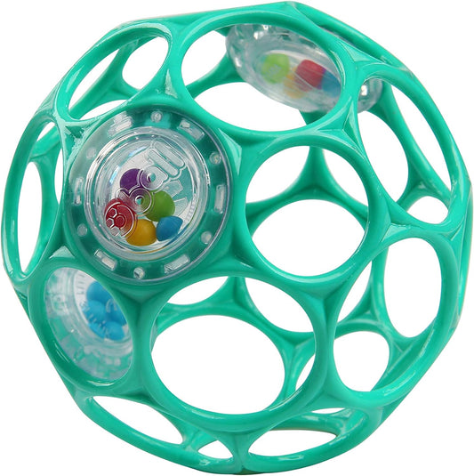 Bright Starts Oball Easy-Grasp Rattle BPA-Free Infant Toy in Teal, Age Newborn and up, 4 Inches - PuriLite