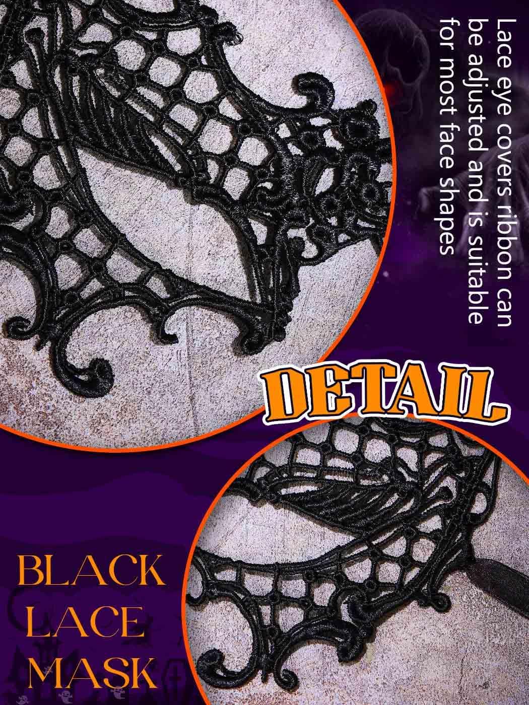 EASEDAILY Lace Masquerade Mask for Women Black Halloween Costume Eye Mask for Women