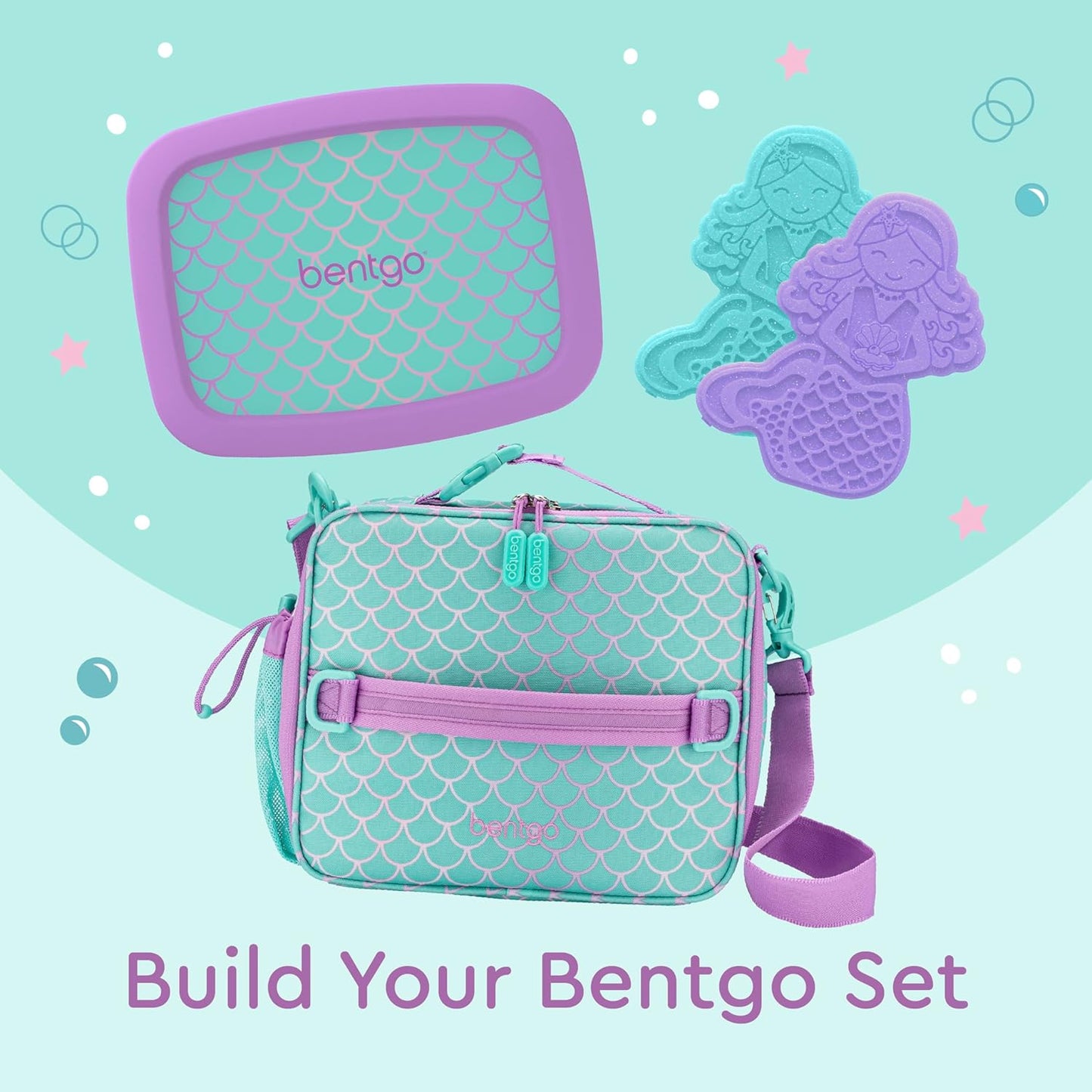 Bentgo® Kids Lunch Bag - Durable, Double Insulated, Water-Resistant Fabric, Interior & Exterior Zippered Pockets, Water Bottle Holder - Ideal for Children 3+ (Shark)