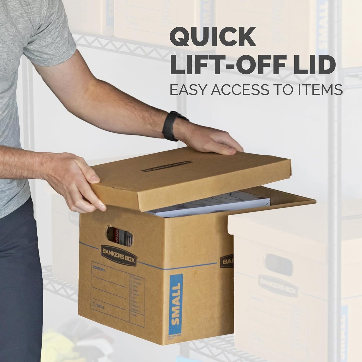 Bankers Box SmoothMove Classic Moving Kit Boxes, Tape-Free Assembly, Easy Carry Handles, 8 Small 4 Medium, 12 Pack(7716403)