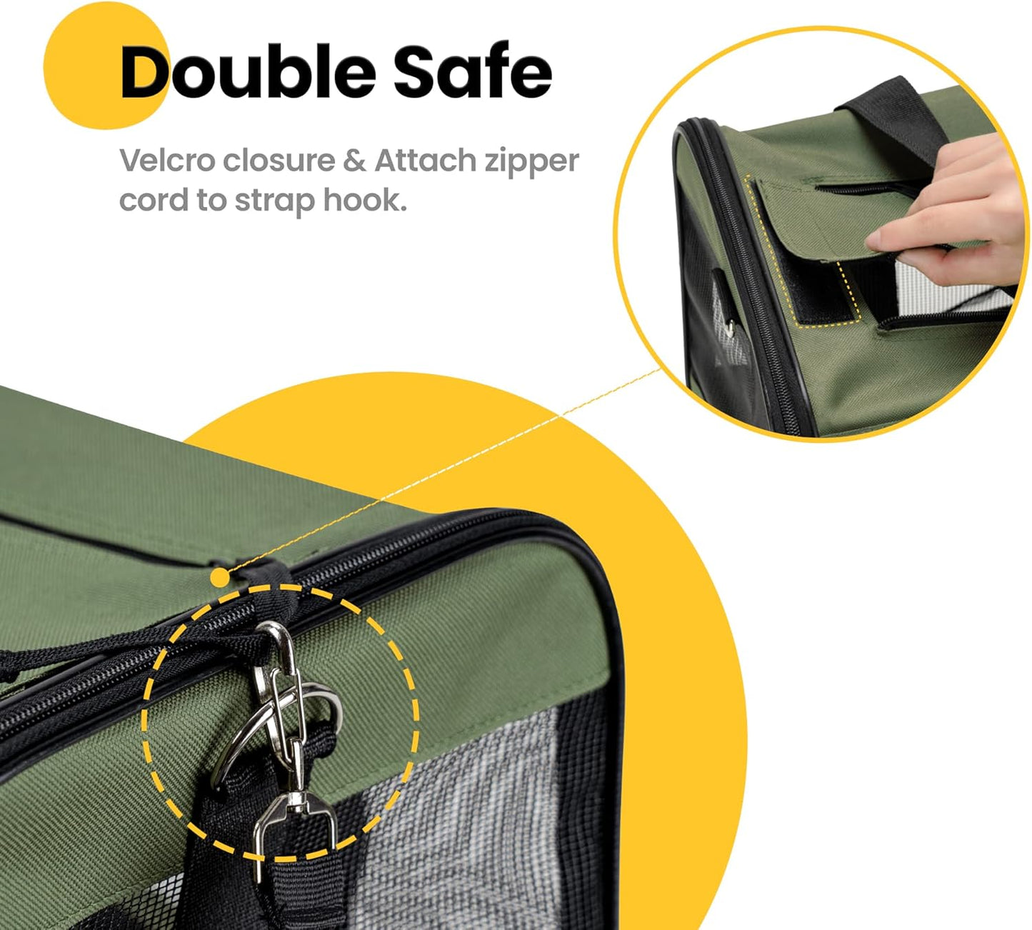 Conlun Cat Carrier Airline Approved, Soft-Sided Dog Carrier with Inner Safety Leash, Pet Transport Carrier for Small-Medium Cats Puppies up to 15 Lbs, Collapsible Travel Kitten Carrier Bag -Black M