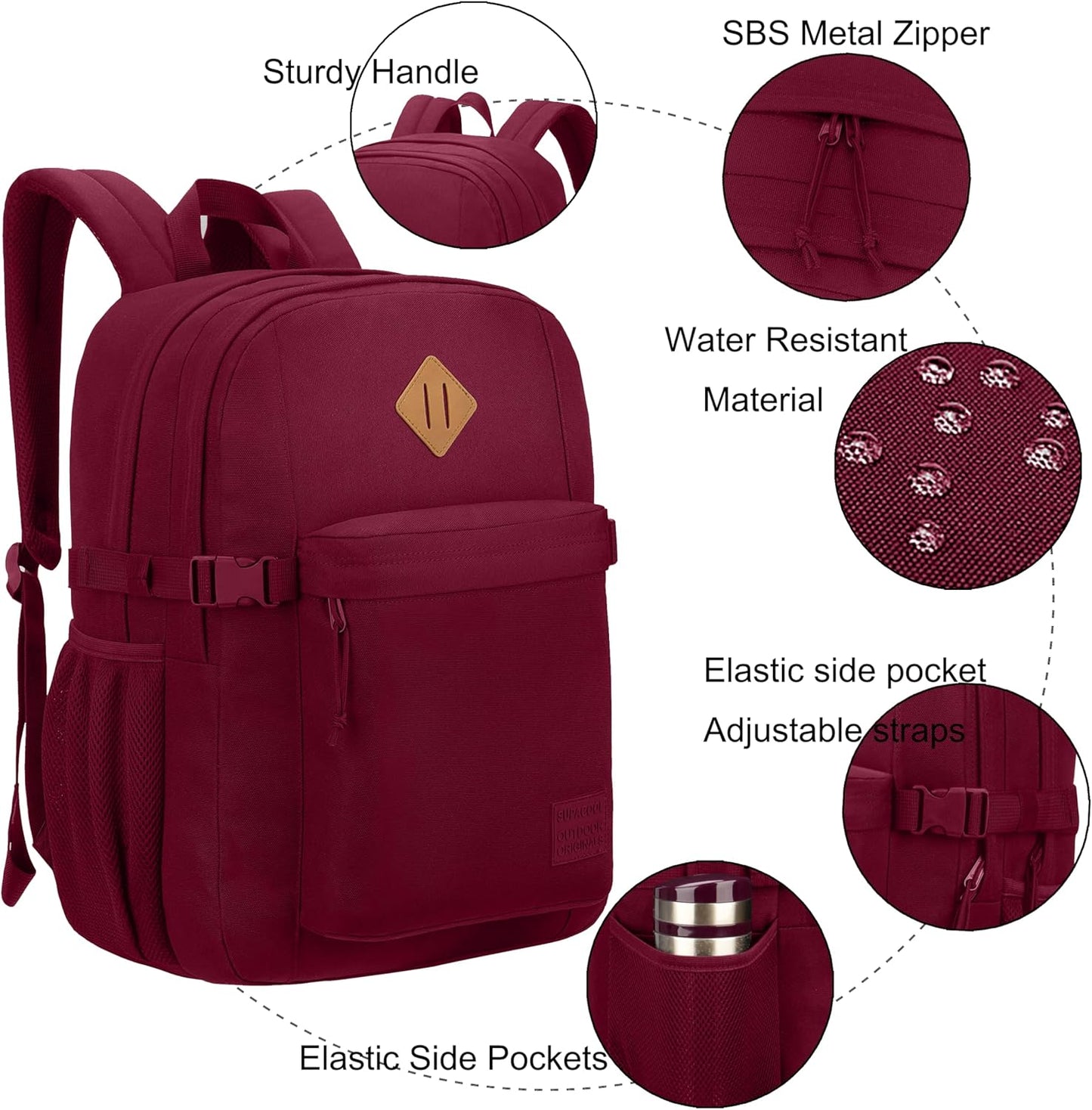 SUPACOOL Lightweight Casual Backpack for Men and Women, Large Backpack for School Boys and Girls
