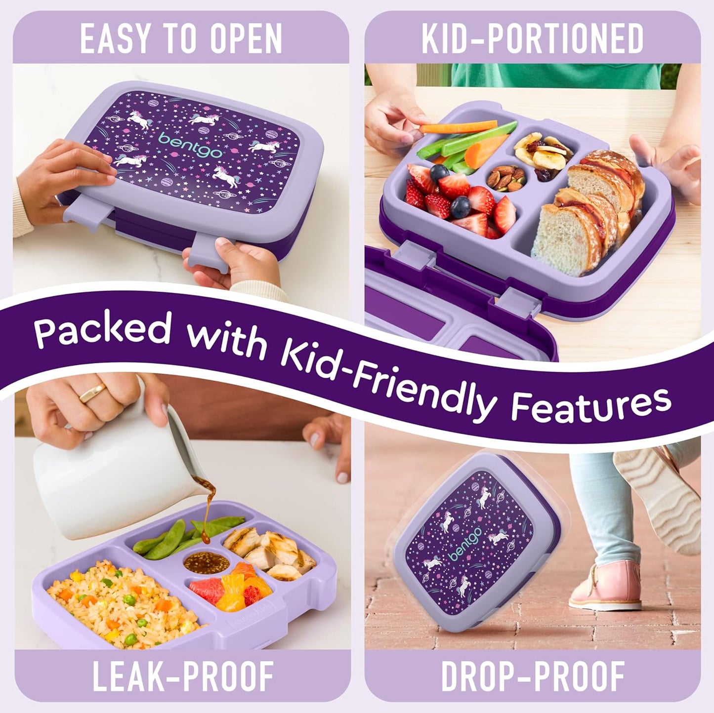 Bentgo Kids Prints Leak-Proof, 5-Compartment Bento-Style Kids Lunch Box - Ideal Portion Sizes for Ages 3 to 7 - BPA-Free, Dishwasher Safe, Food-Safe Materials - 2021 Collection (Llamas)