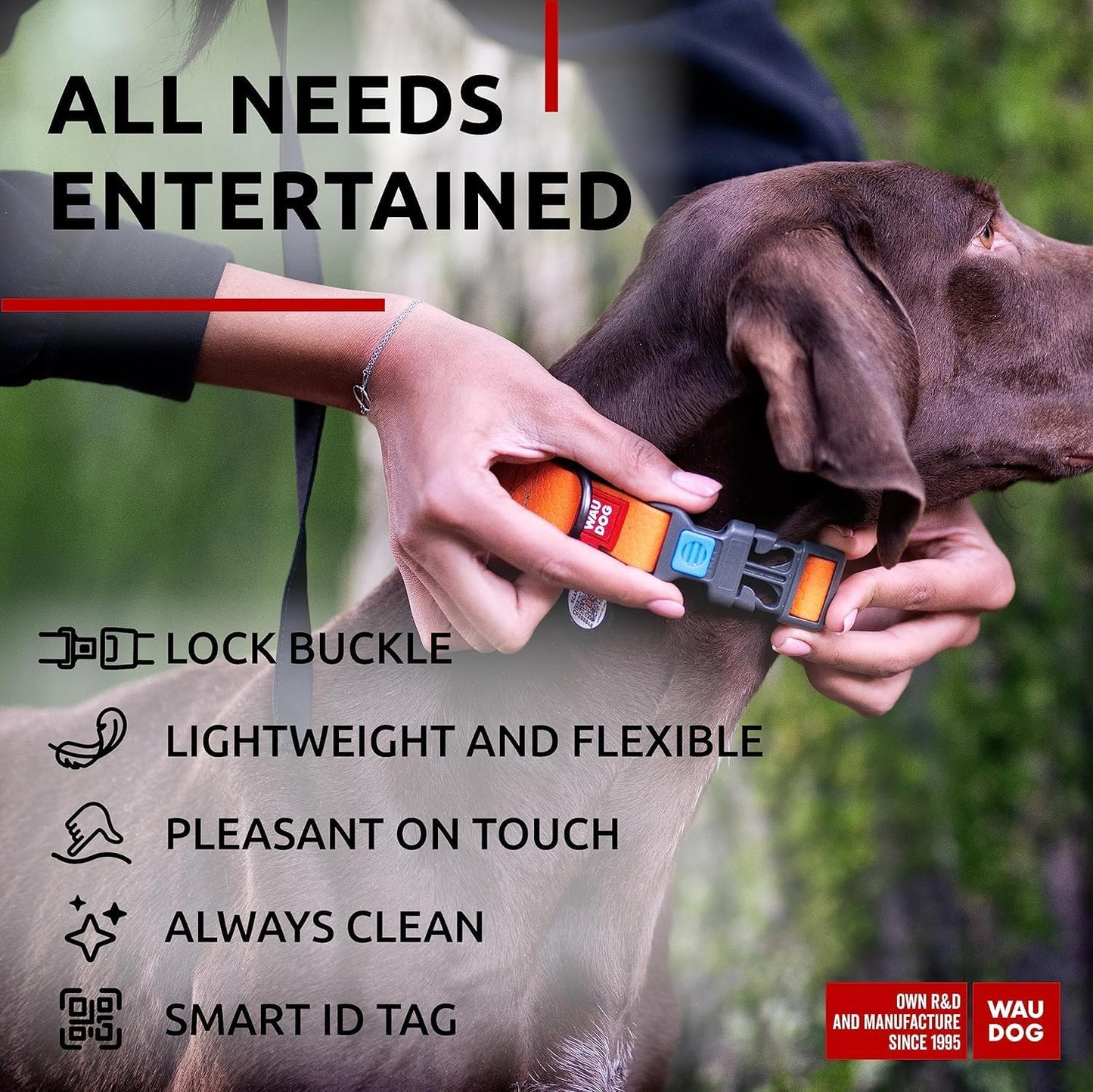 Waterproof Dog Collar - Adjustable Glow Dog Collar for Large Dogs, Small and Medium Dogs - Heavy Duty Dog Collars with Durable Metal Clasp and QR Dog Tag - Glow in The Dark Dog Collars