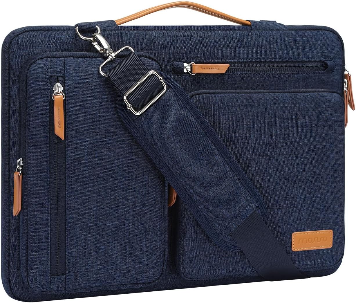 MOSISO 360 Protective Laptop Bag 13.3 inch, 13-13.3 inch Computer Shoulder Bag Compatible with MacBook Air/Pro 13/Pro 14, HP Dell ASUS, Side Open Messenger Case &4 Zipper Pockets&Handle, Black