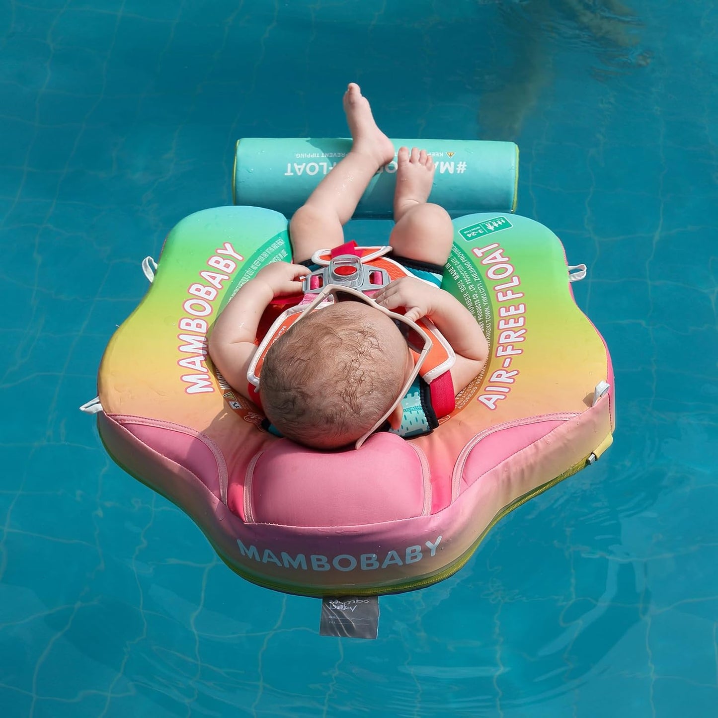 Mambobaby Baby Swim Float with Canopy, Non-Inflatable Solid Baby Float, Upgrade Soft Skin-Friendly Material Infant Swim Float
