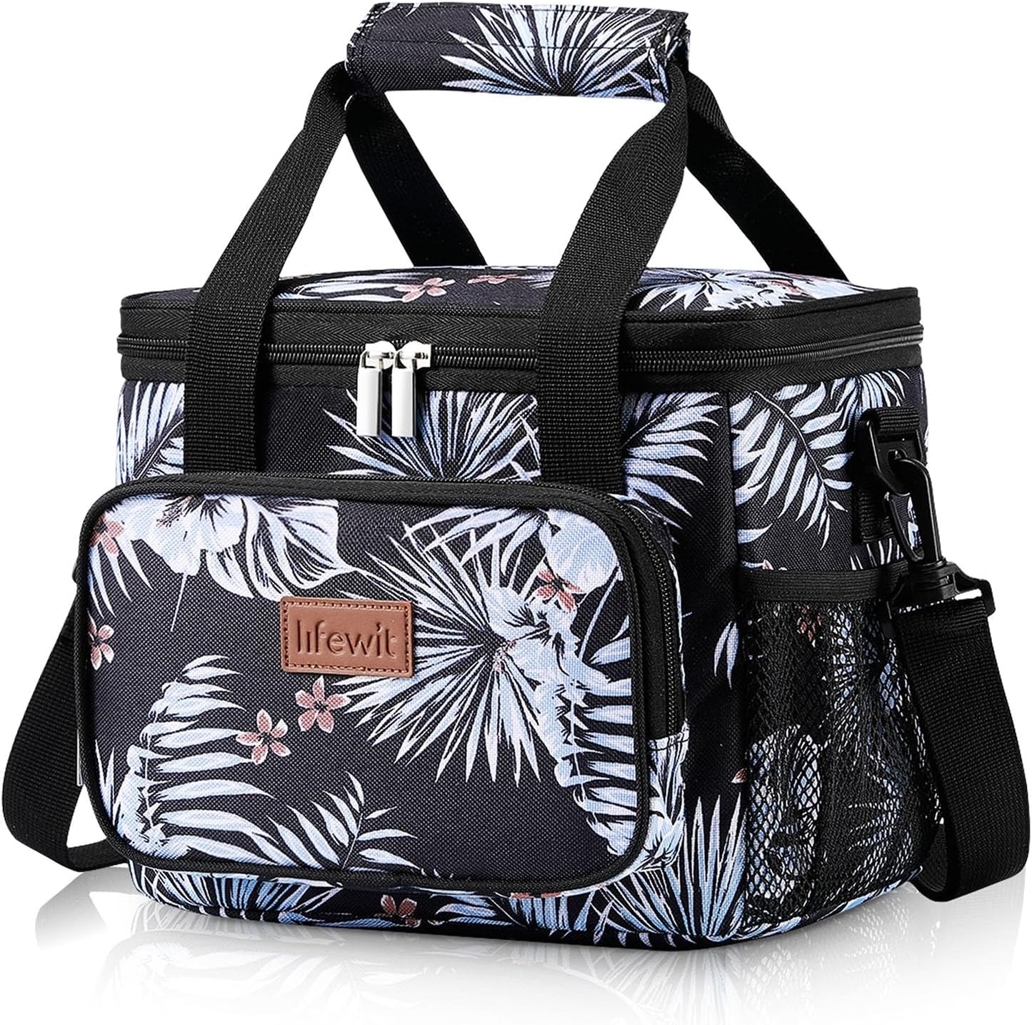 Lifewit Large Lunch Bag for Adults, 24-Can 15L Insulated Lunch Box Leakproof Soft Cooler Cooling Tote for Men Women, Waterproof Reusable Cooler Bags for Work Office Outdoor Picnic Camping, Black