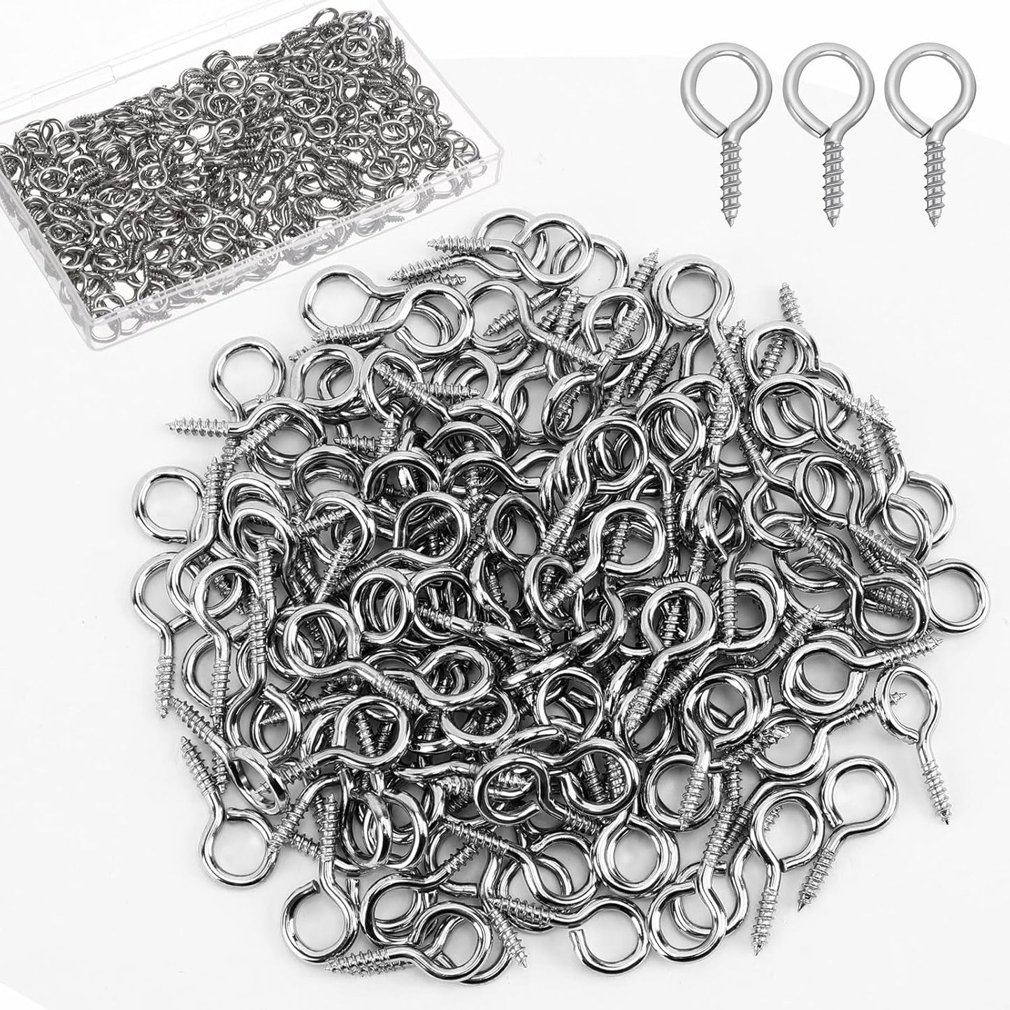 AUGSUN Eye Hooks, 12Pack 2.5 Inch Eye Hooks Heavy Duty 304 Stainless Steel Eye Screw,Screw Eyes Metal Screw Hooks Ring Screws Fasteners Hardware Tools