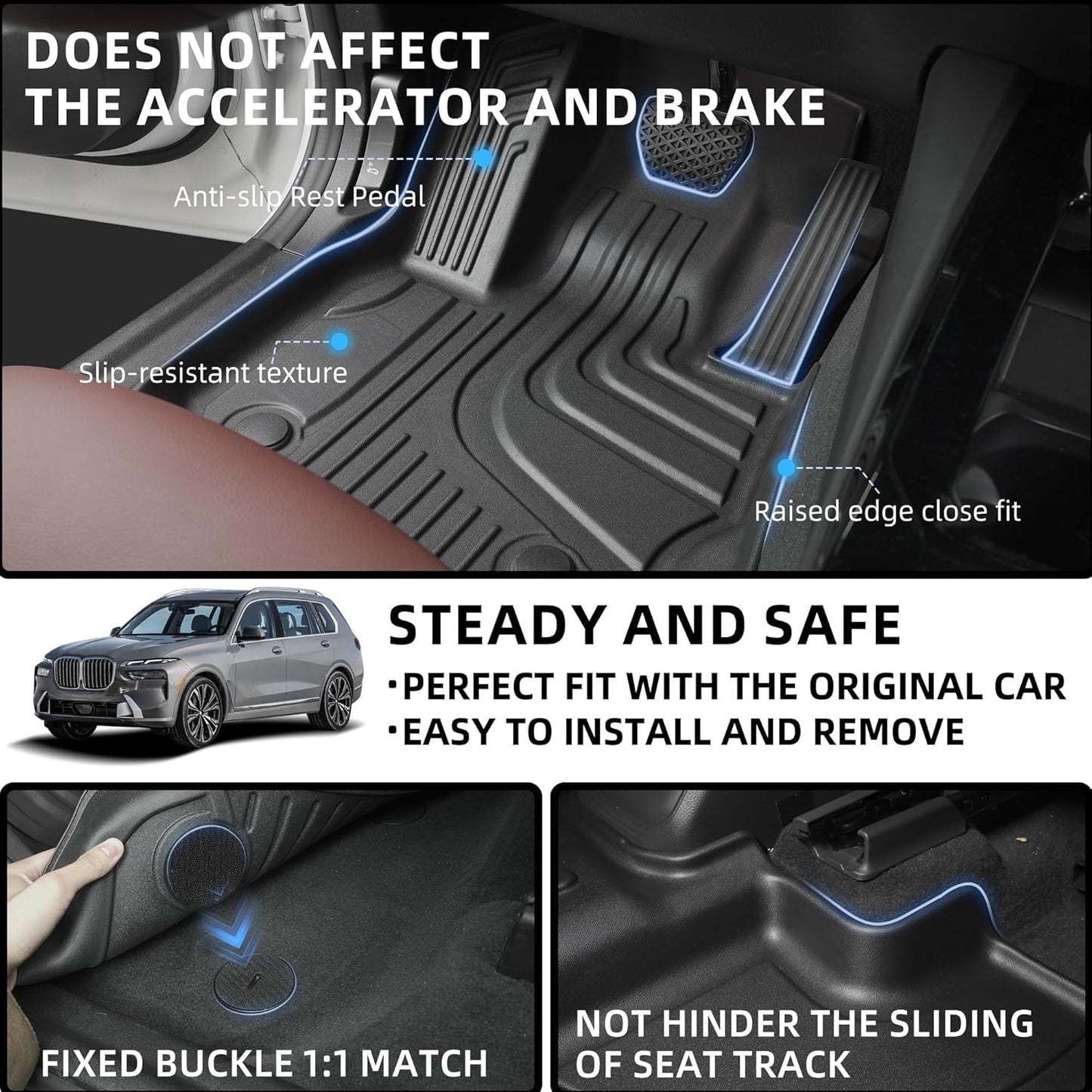 AOMSAZTO Floor Mats & Trunk Mat for 2024 2025 Chevy Equinox EV (Non Fuel),TPE All Weather Protection 2 Rows Car Floor Liners with Cargo Liner for Chevrolet Equinox EV (Non Fuel)