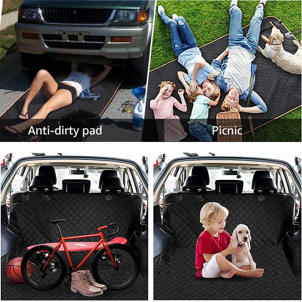 Dog Trunk Cargo Cover with Bumper Flap Protection 135x230cm Gray