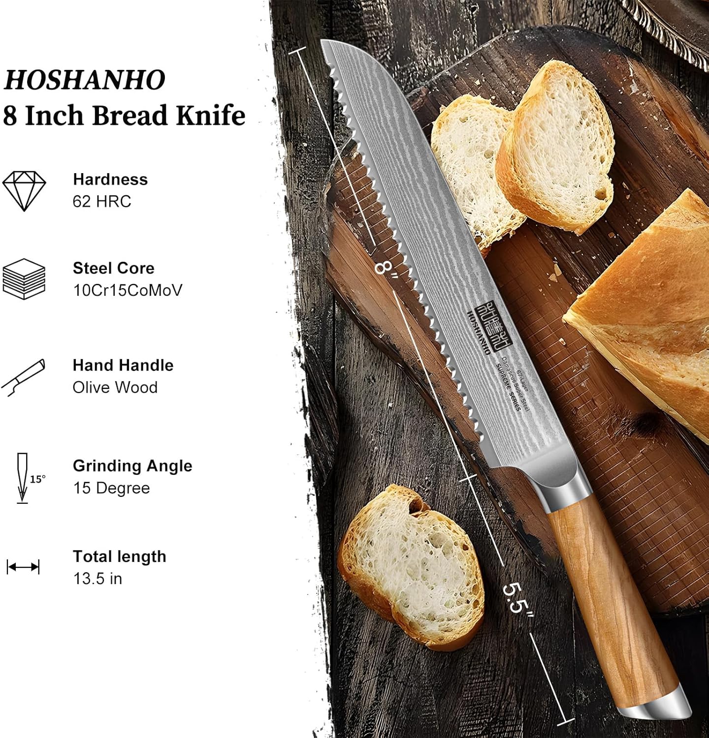 HOSHANHO Damascus Fillet Knife 7 Inch, Professional VG-10 Super Steel Boning Knife, Ultra Sharp Fish Knife with Ergonomic Handle