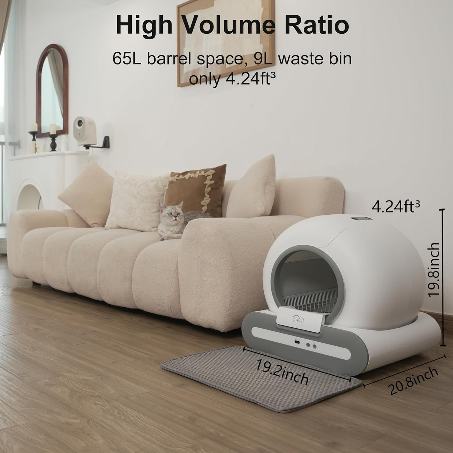 DOEL Self Cleaning Cat Litter Box, 65L Automatic Cat Litter Box, Smart Litter Box Machine with APP Control, Electric Self Scooping Litter Box