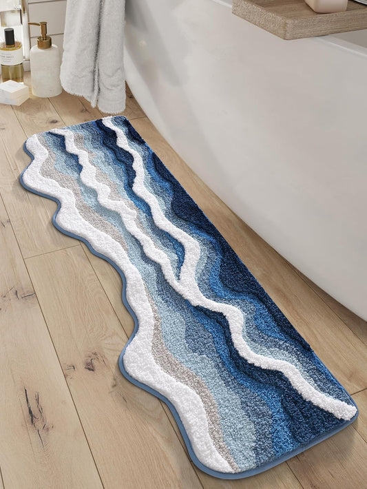 Ankah Ocean Design Bath Mat, with A Beach Scene, Water is Blue, The Cloud is White, Non-Slip, Machine Washable, Easy to Clean for Bathroom Rug,19.68 x 31.49 inches (Spray)