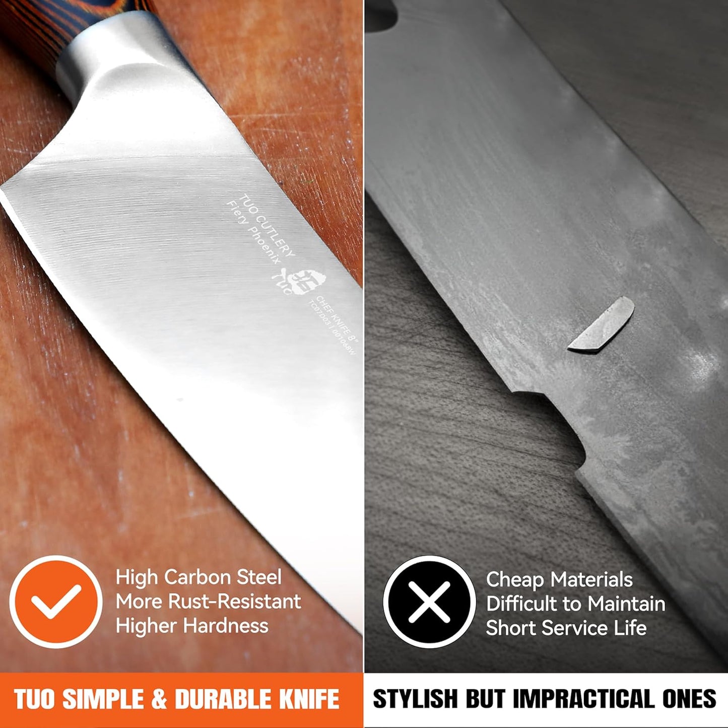 TUO Boning Knife - Razor Sharp Fillet Knife - High Carbon German Stainless Steel Kitchen Cutlery - Pakkawood Handle - Luxurious Gift Box Included - 7 inch - Fiery Phoenix Series