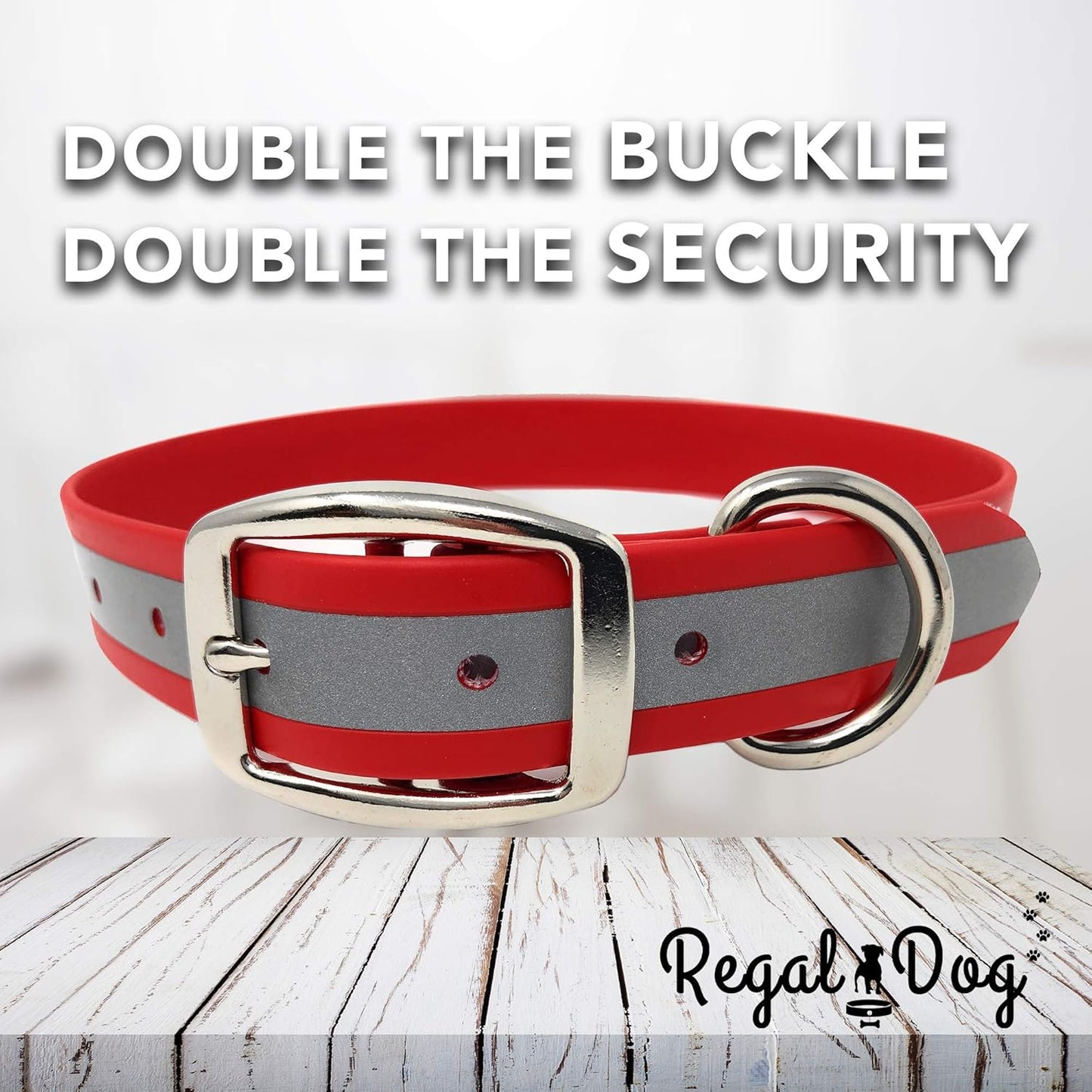 Regal Dog Products Heavy Duty Reflective Dog Collar – Adjustable and with Durable Metal Buckle and Rings Anti-Odor, chew Resistant, Waterproof Dog Collar for Small Medium and Large Dogs (Large, Pink)