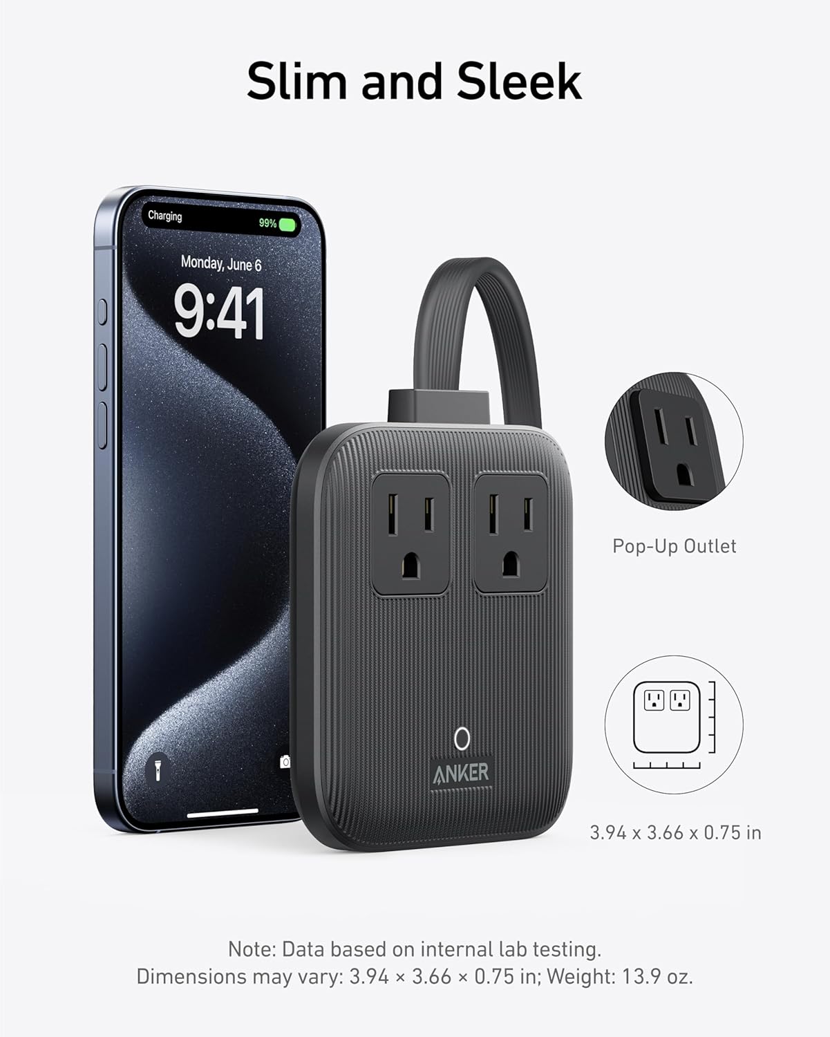 Anker Nano Charging Station(67W Max), 6-in-1 USB-C Power Strip for iPhone 16/15 and MacBook, with Flat Plug and 5ft Thin Undetachable Extension Cord,2 AC,2 USB-A,2 USB-C, for Home&Office - PuriLite