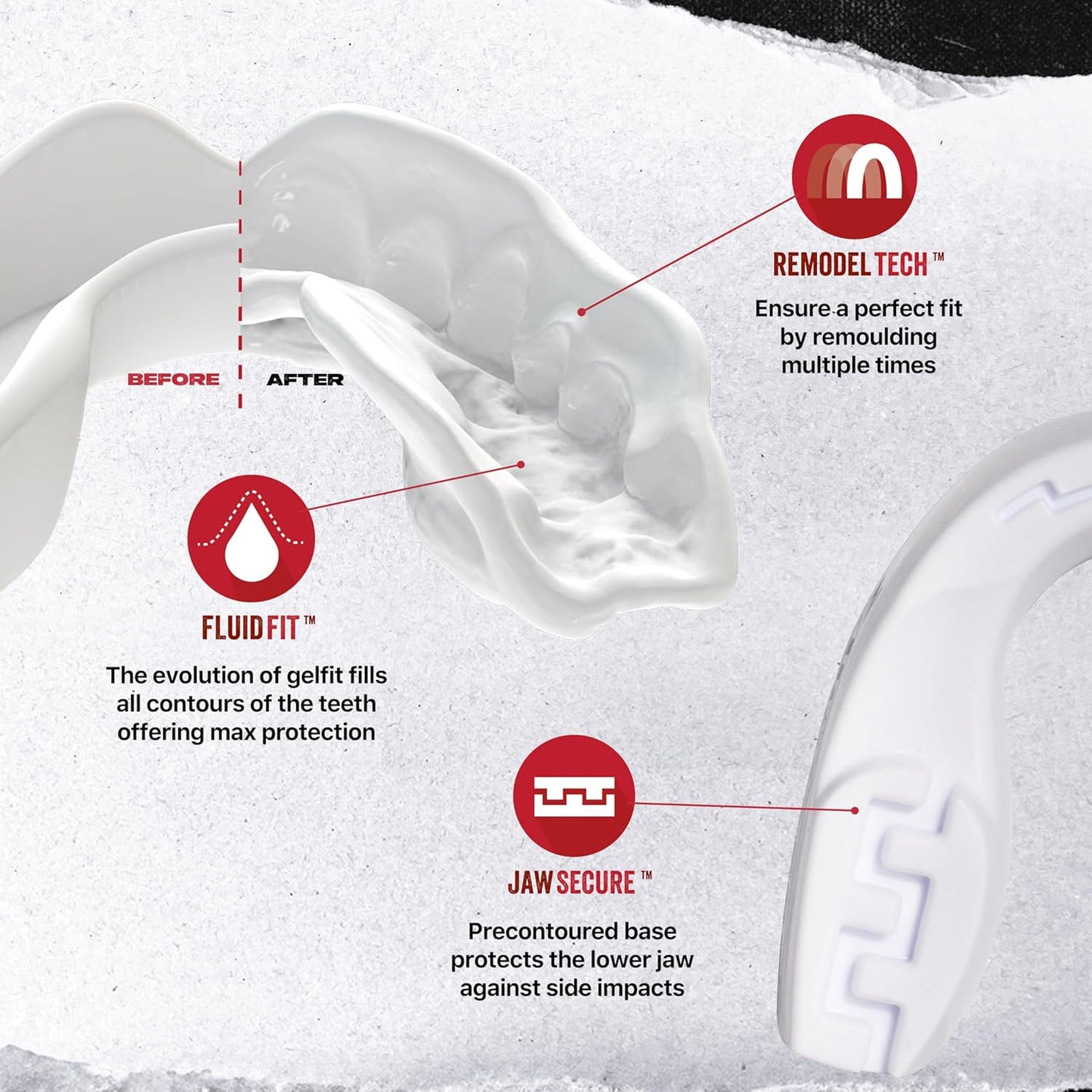 SAFEJAWZ Mouthguard Strapless Slim Fit, Adults and Junior with Case for Boxing, Basketball, Football, MMA, Martial Arts, Hockey and All Contact Sports (Adults (12+ Years), Black)