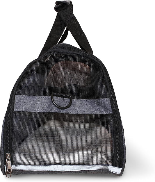 LuggageKing Soft-Sided Pet Carrier Travel Bag - Dog Carrier for Very Small Dogs, Medium-Sized Cat Carrier - Shoulder Strap, Buckle Zippers (M) (Dark Grey) - PuriLite