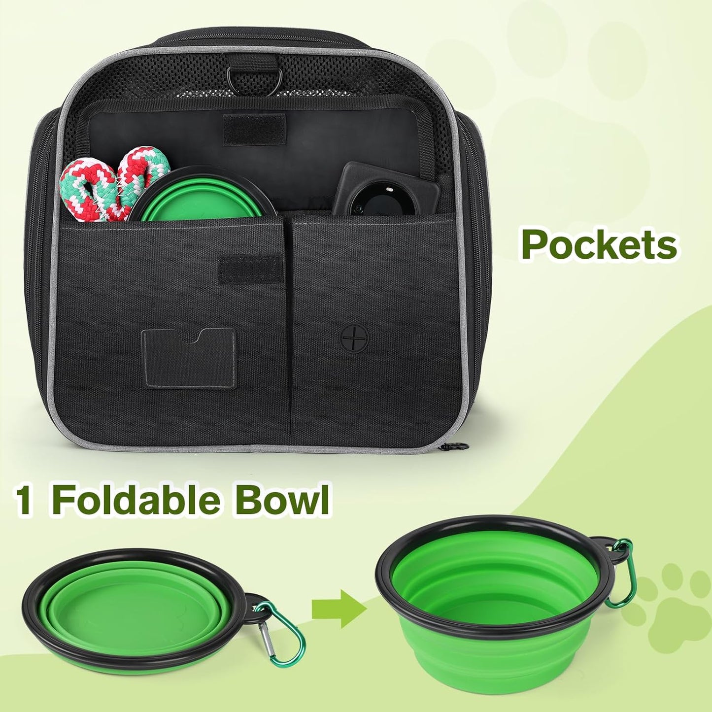 Pecute Cat Carrier Expandable 47x34x33cm, Dog Carrier Foldable, Pet Carrier with Breathable Mesh for Small to Medium Cats and Dogs, Used for Traveling, Camping, Going to The Vet Gray
