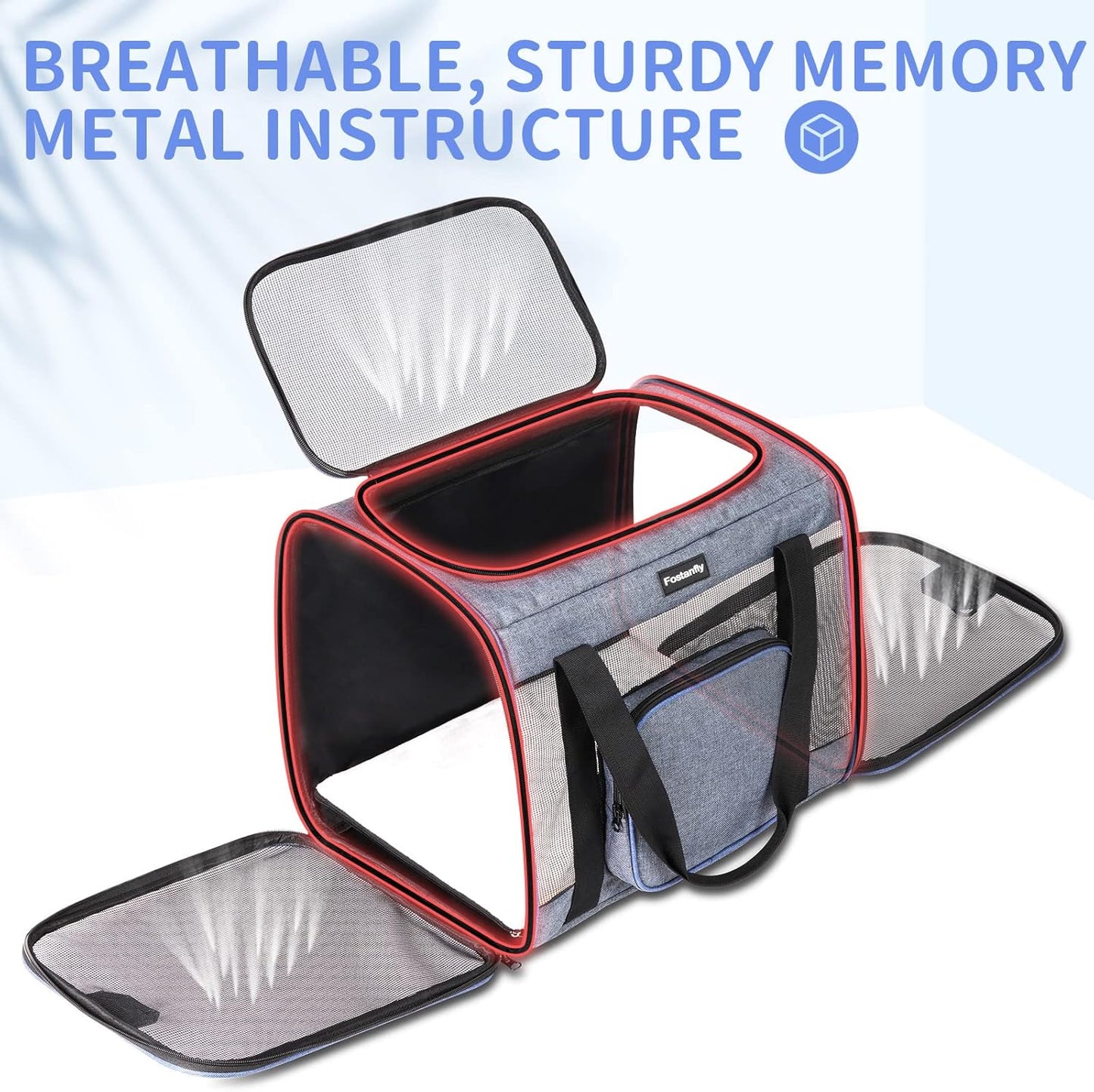 Fostanfly Cat Carriers for Large Cats 25 lbs, Dog Carriers for Small Dogs, Pet Bag for Medium Puppy Under 25lbs Travel Bag with Big Pocket,4 Ventilated Windows, 3 Doors