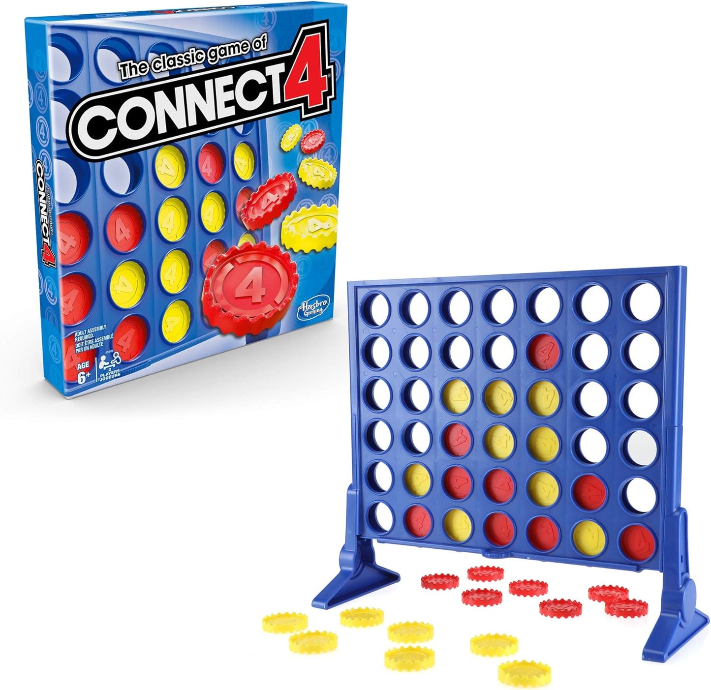 Connect 4 Classic Grid Board Game, 4 in a Row Game, Strategy Board Games for Kids, 2 Player Board Games for Family and Kids, Ages 6 and Up