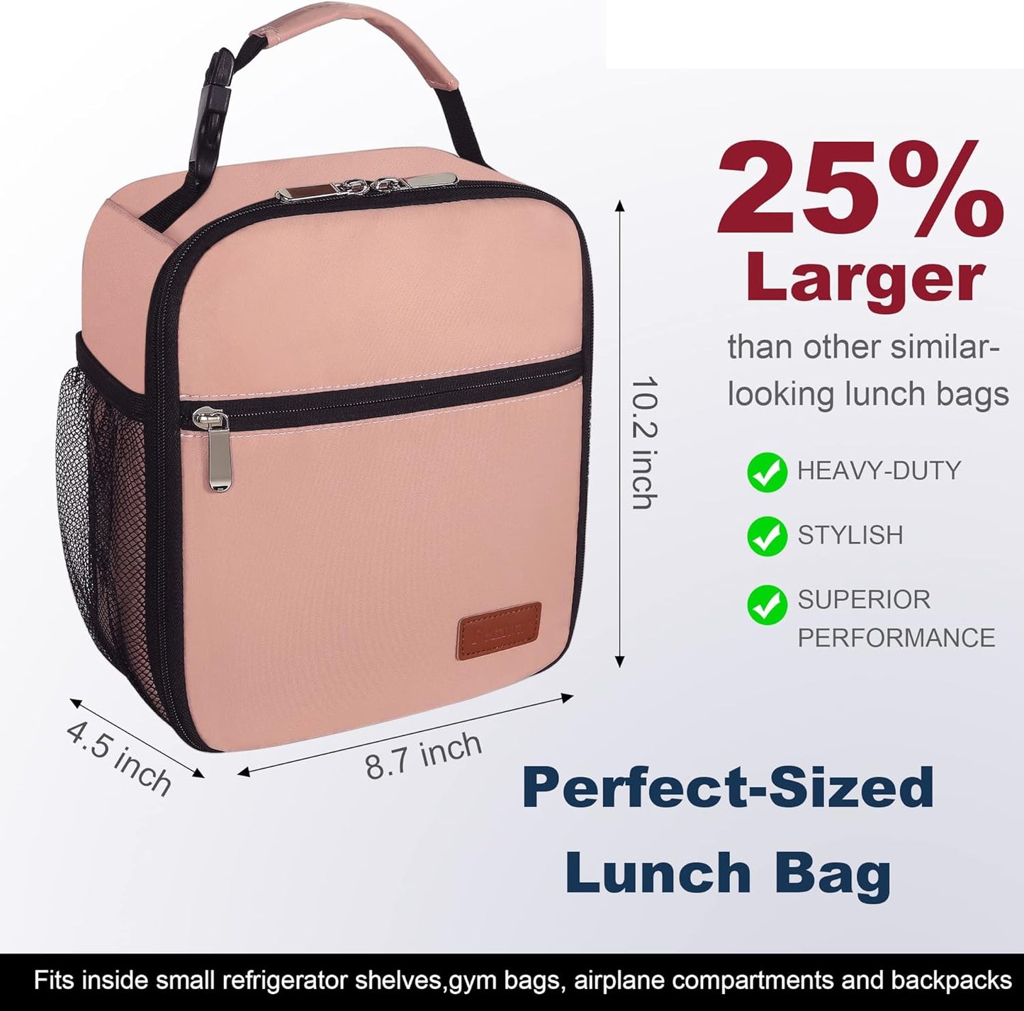 Lunch Box for Men Women Adults Small Lunch Bag for Office Work Picnic - Reusable Portable Lunchbox, Black