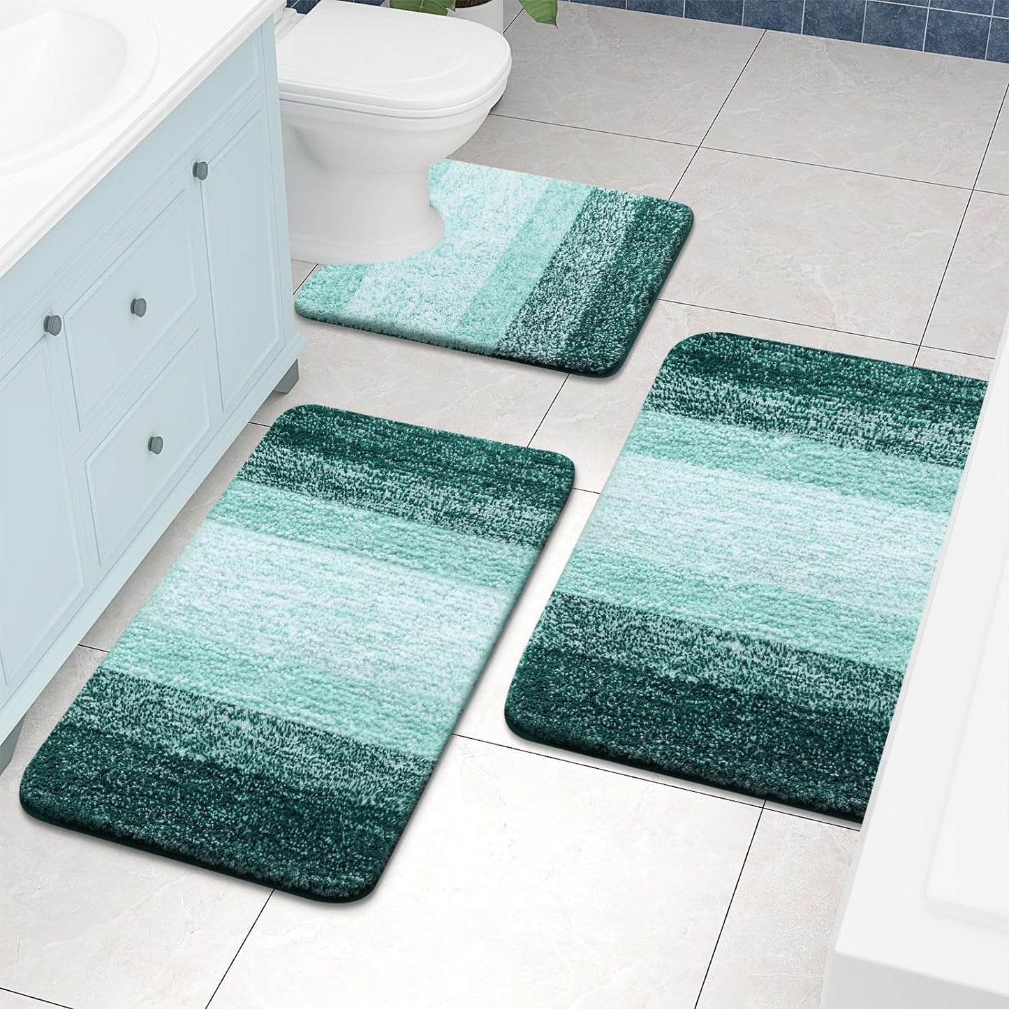 OLANLY Luxury Microfiber Bath Mat, Extra Soft and Absorbent Bathroom Mat, Non-Slip Plush Shaggy Bathroom Rug, Machine Wash Dry, Bath Rugs for Bathroom Floor, Tub and Shower, 16x24, Grey