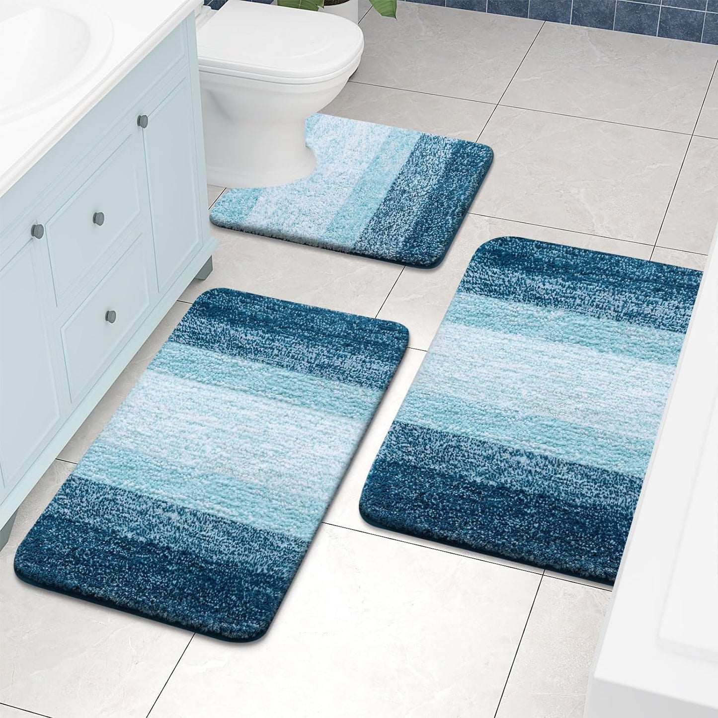 OLANLY Luxury Microfiber Bath Mat, Extra Soft and Absorbent Bathroom Mat, Non-Slip Plush Shaggy Bathroom Rug, Machine Wash Dry, Bath Rugs for Bathroom Floor, Tub and Shower, 16x24, Grey