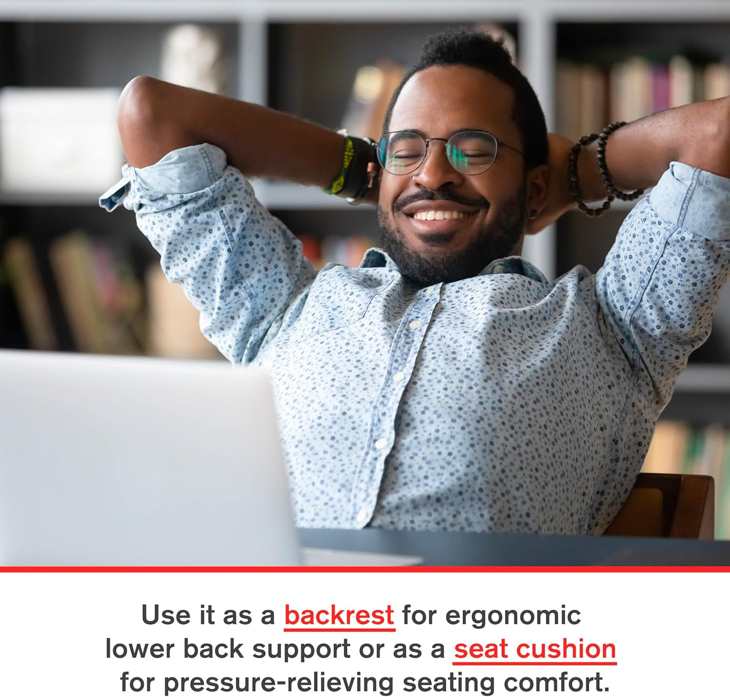 ObusForme Sit-Back Cushion – Seat Cushion and Posture Support, Contoured Ergonomic Design for Soothing Relief, Memory Foam Lumbar Support Pillow for Office Chairs and More