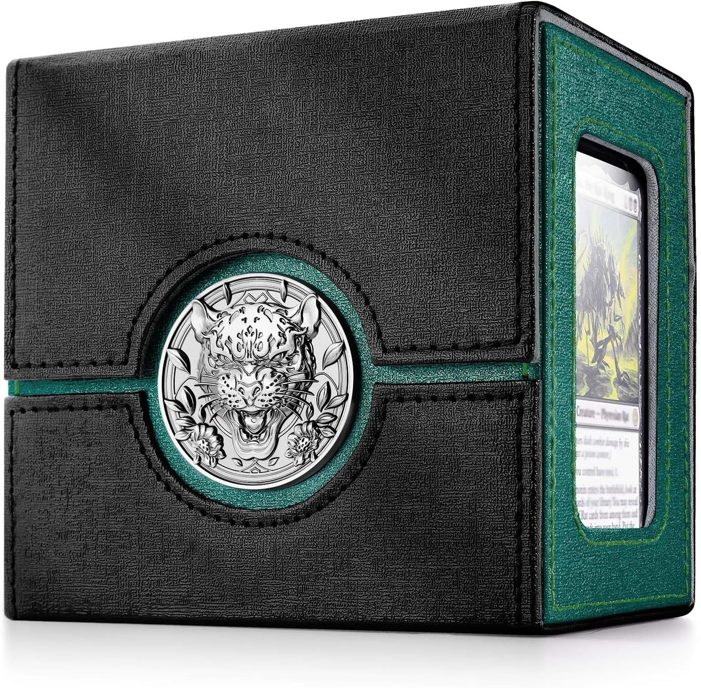 Kabinka Commander Deck Box for MTG with Metal Emblem, Card Deck Box with Dice Tray, Hold 100 Double-Sleeved Cards for TCG/PTCG, Cards Storage Case, 35PT Magnetic Card Holder (Black& Purple, Lotus)