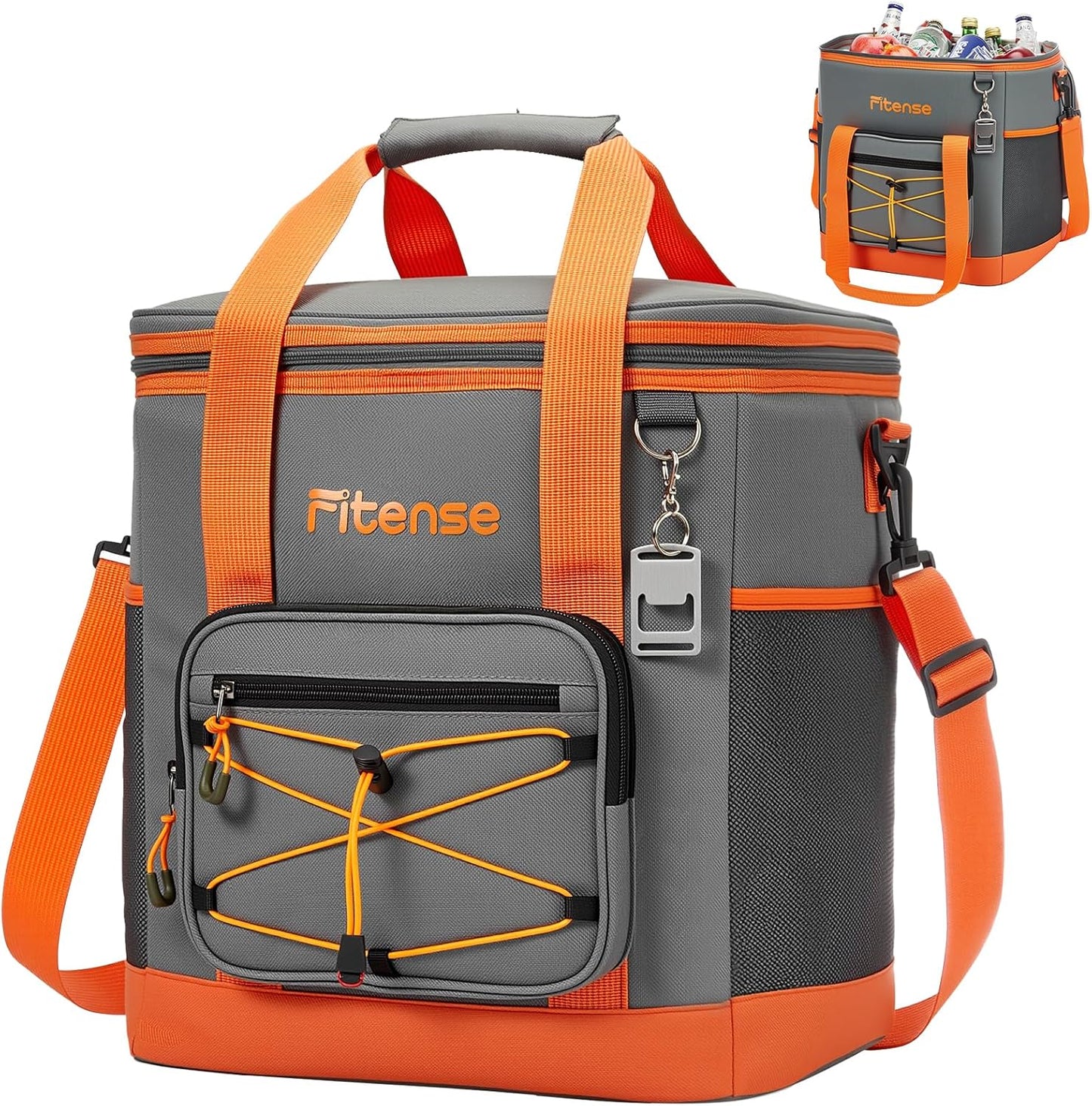 Fitense Soft Cooler Bag Insulated 50 Cans/33L, 27 Cans/20L Camping Cooler 4-Layer Leakproof, Collapsible Portable Lunch Cooler for Beach, Travel, Picnic, Grocery, Kayaking