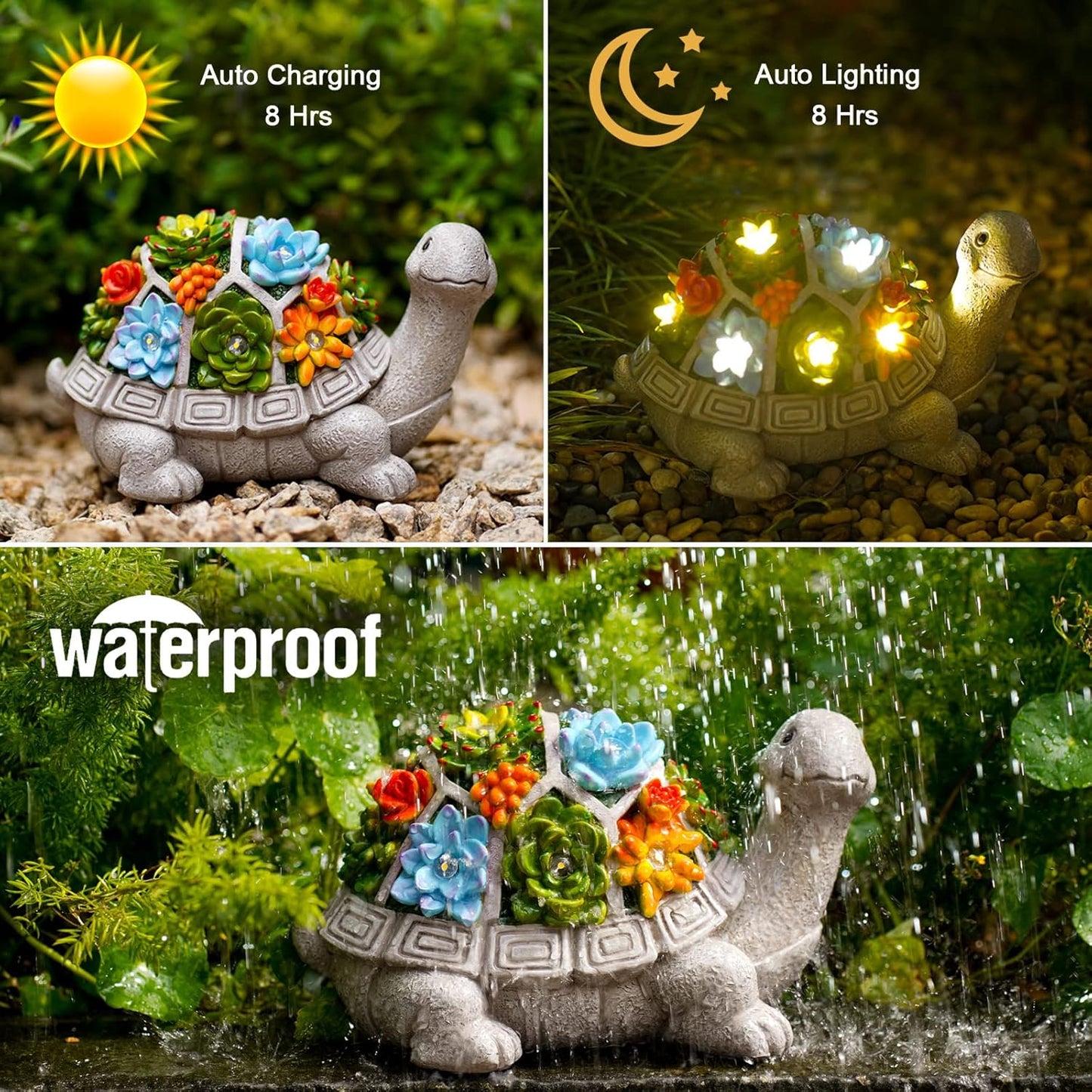 Nacome Solar Frog Riding Turtle for Garden Decor - Outdoor Statues for Patio,Yard,Balcony Ornament,Turtle Gifts for Women/Mom/Grandma,Mom's Best Gift