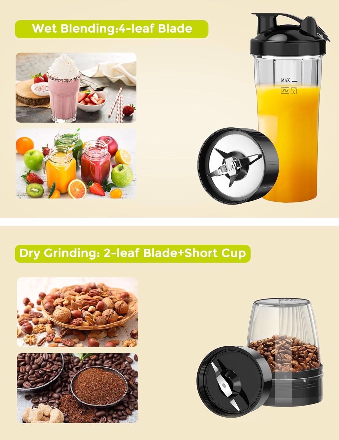 Smoothie Blender Syvio 600W,Juice and Shakes,Personal Blender with 2 Speed Control, Mini Blender with 2 BPA-Free 20 Oz Portable Blender Cups,Nutritious Recipe,Personal Blenders for Smoothies Shake