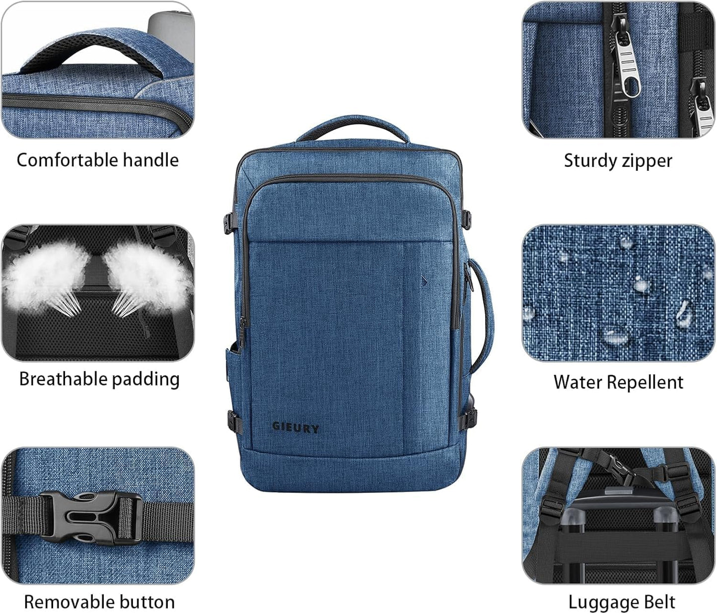 Travel Backpack for Men, 55L Extra Large Carry On Backpack, Expandable Big Capacity Backpack For Airplanes, Travel Gifts for Men Women, Fits 18.4 Inch Laptop, Luggage Daypack Bag, Blue