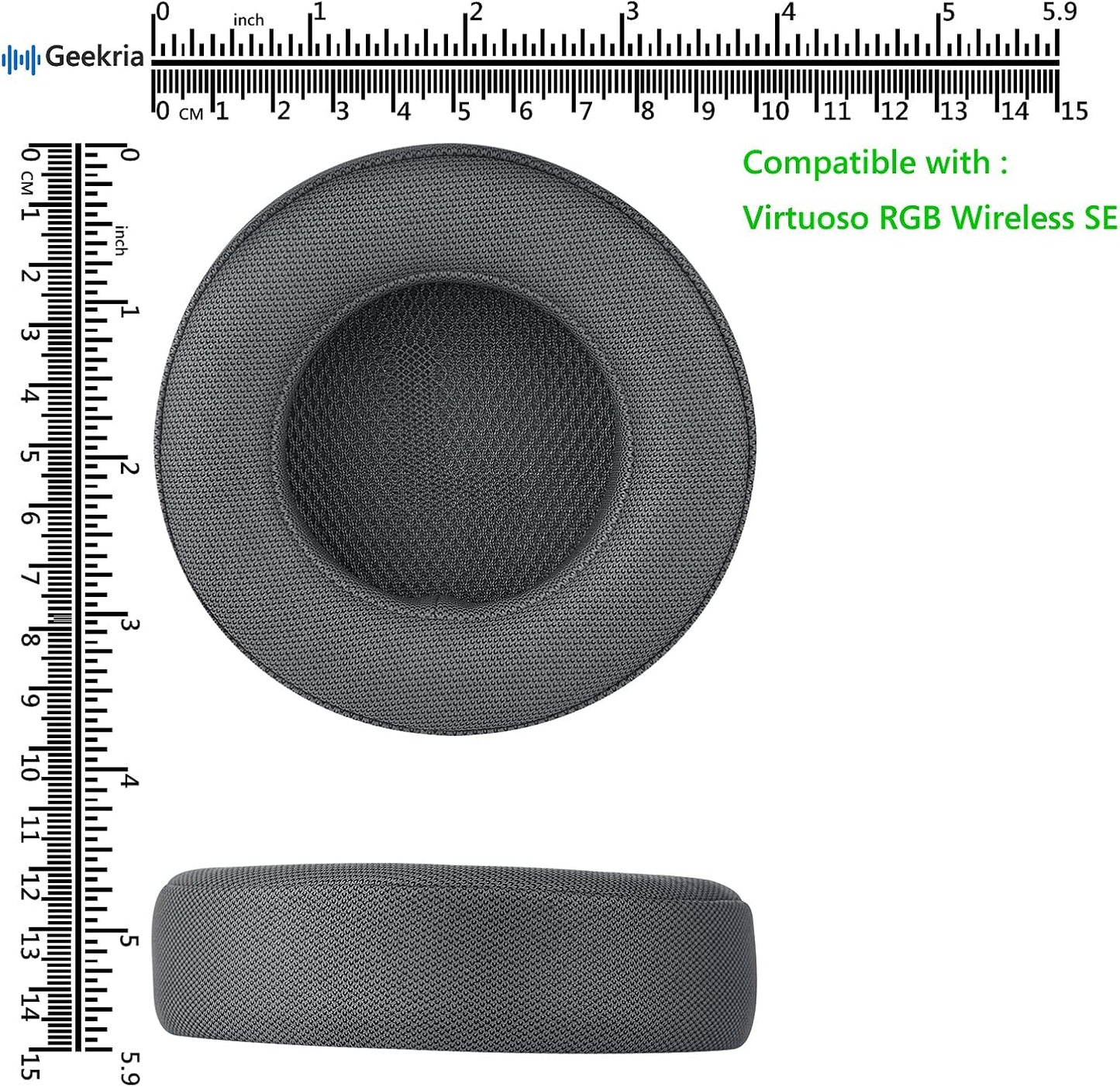 Geekria QuickFit Replacement Ear Pads for Corsair Virtuoso RGB/WirelessSE/WirelessXT Headphones Ear Cushions, Repair Parts (Grey)