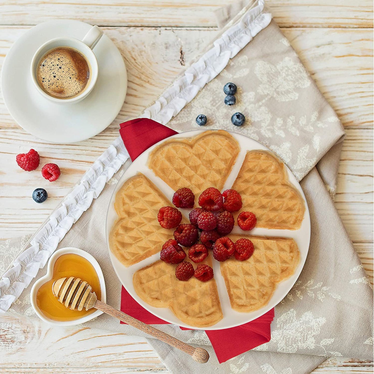 Mini Maker Waffle Maker 5“ Non-Stick Waffler Iron Stuffler Stuffed Wafflera Adjustable Browning Control, Heart, Pink