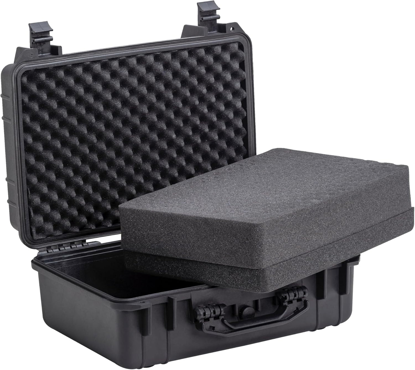 MEIJIA Portable Waterproof Protective Hard Case,Camera Case with Customizable Fit Foam Inserted, Elegant Black (9.17"x 7.56"x4.33")